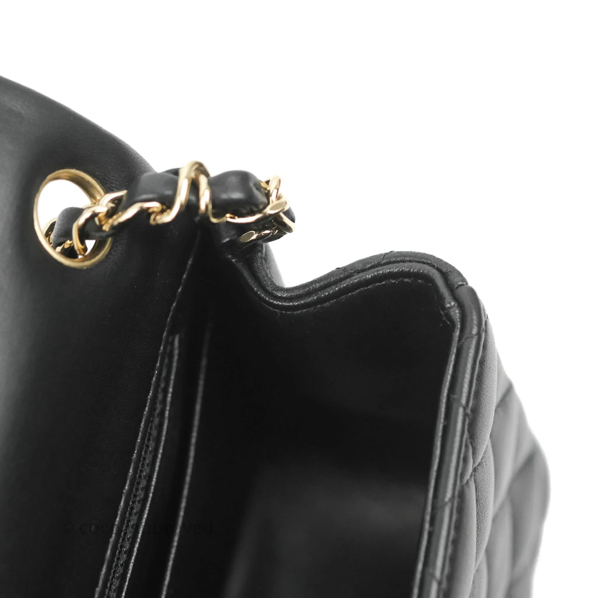 Chanel Quilted Mini Square Black Lambskin Gold Hardware