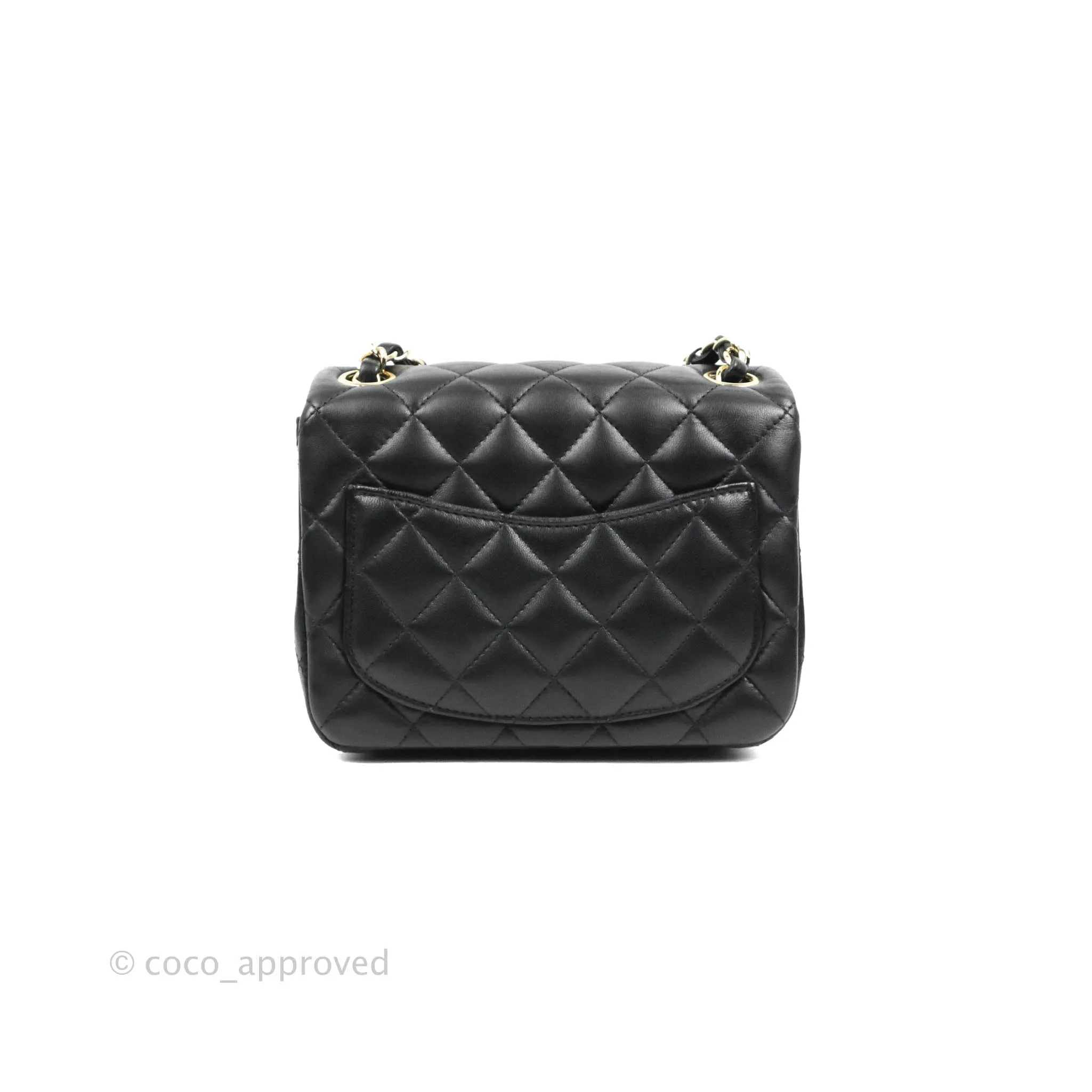 Chanel Quilted Mini Square Black Lambskin Gold Hardware