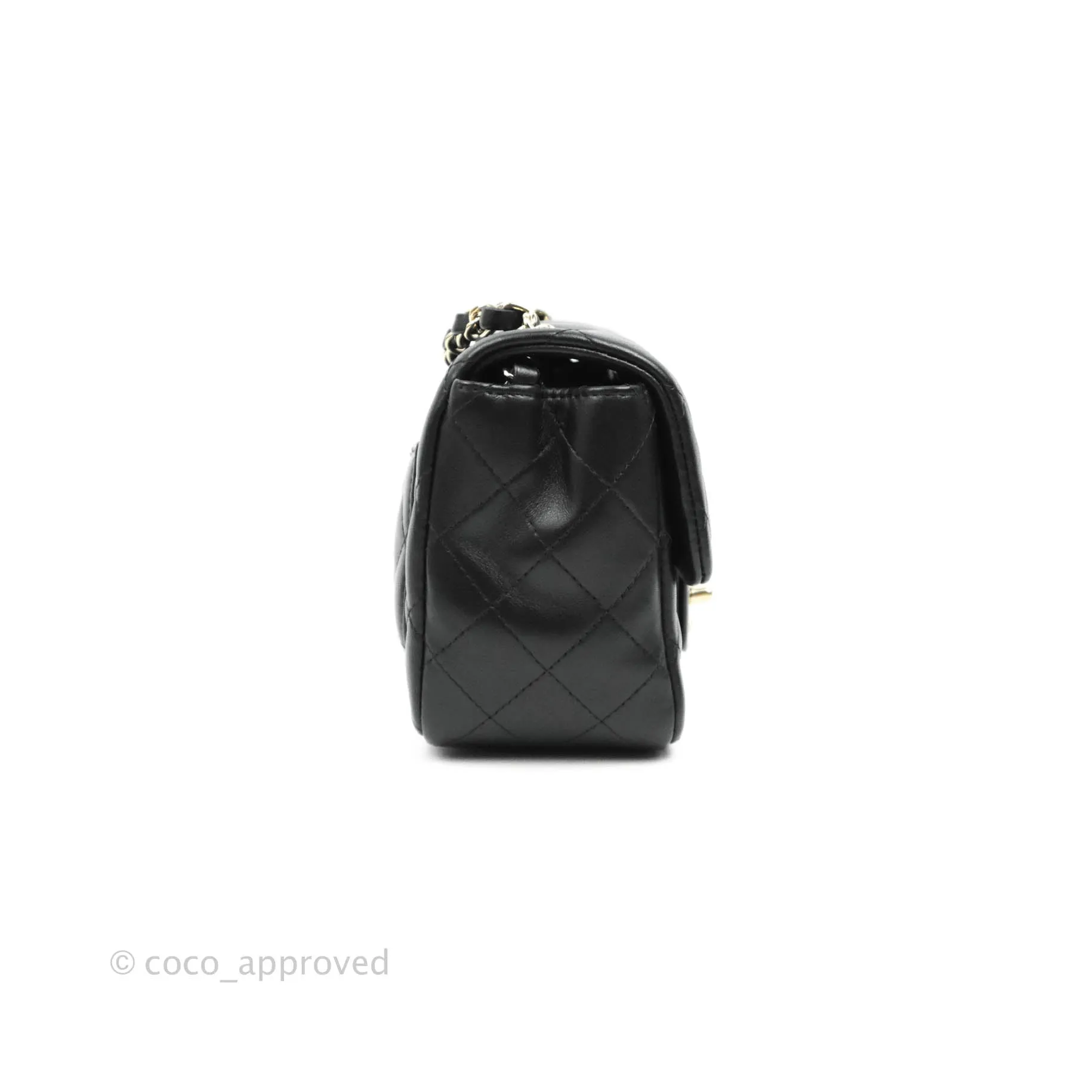 Chanel Quilted Mini Square Black Lambskin Gold Hardware