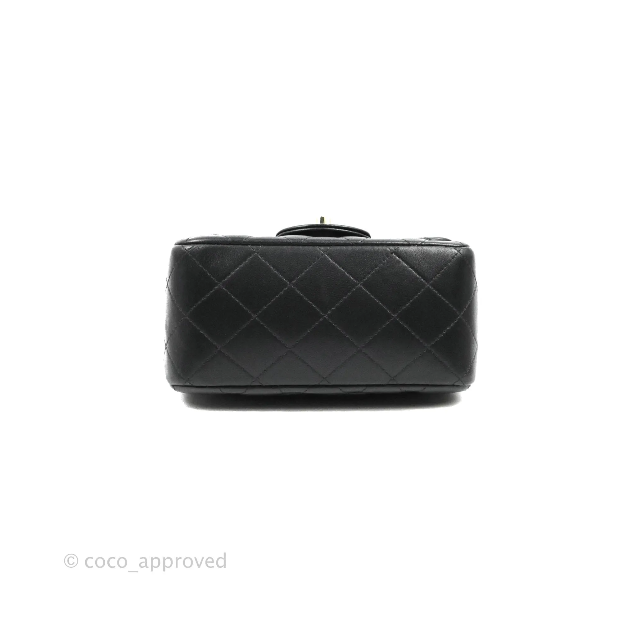 Chanel Quilted Mini Square Black Lambskin Gold Hardware