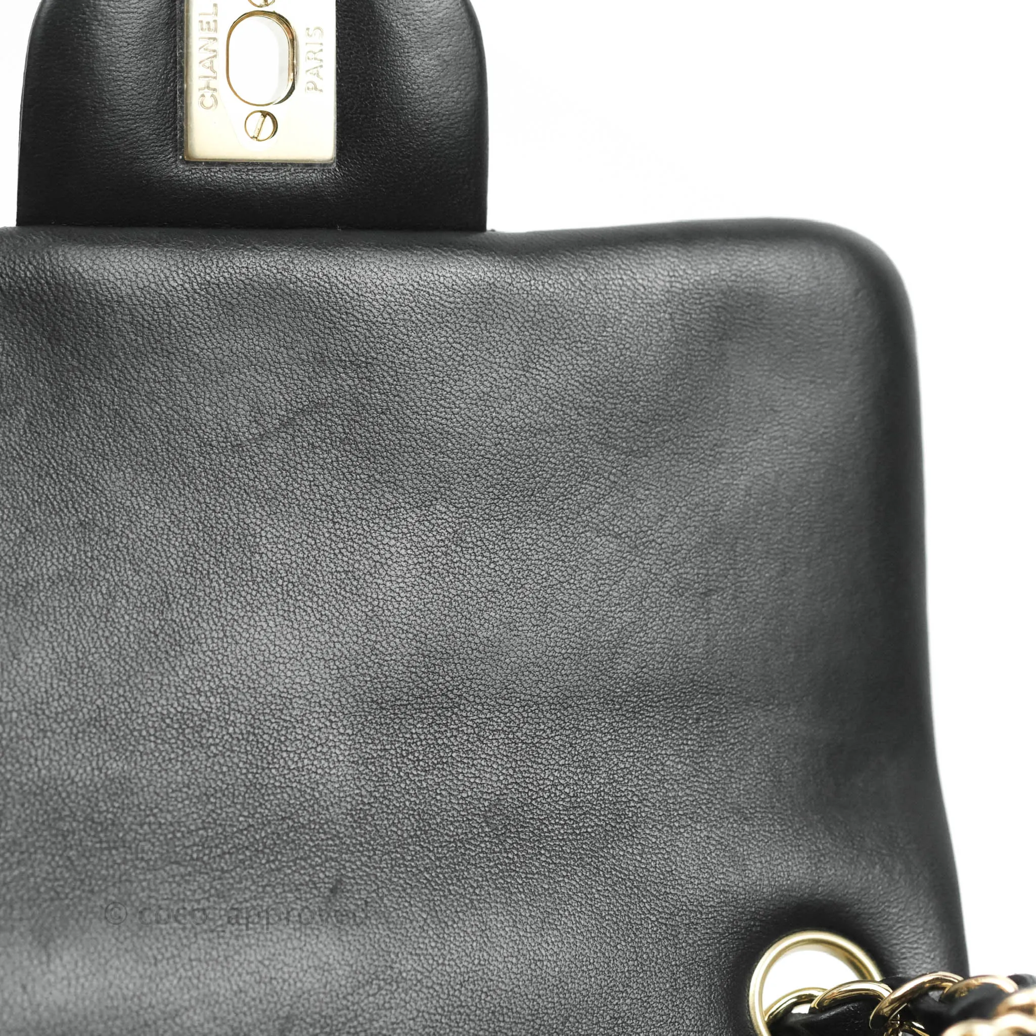 Chanel Quilted Mini Square Black Lambskin Gold Hardware