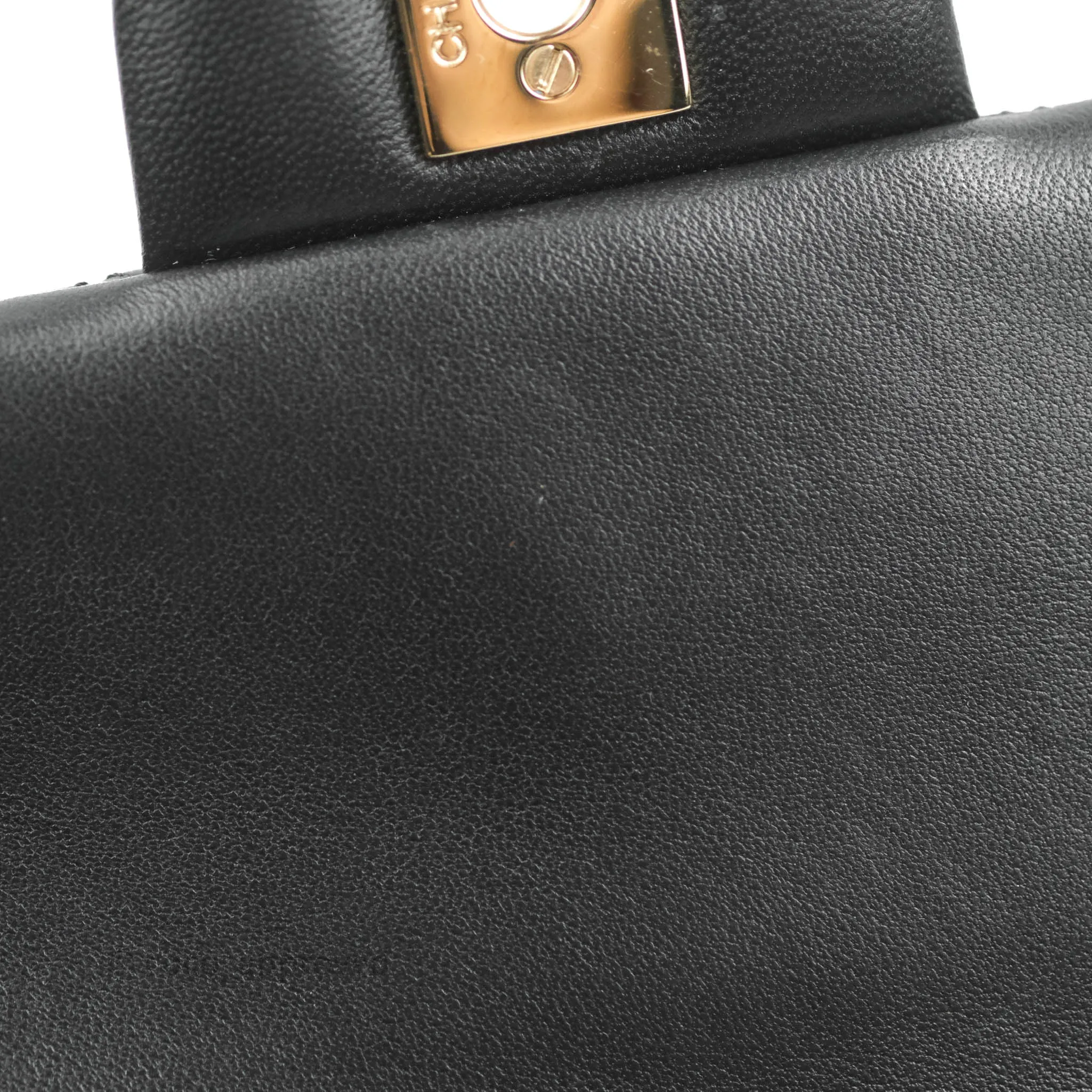 Chanel Quilted Mini Square Black Lambskin Gold Hardware