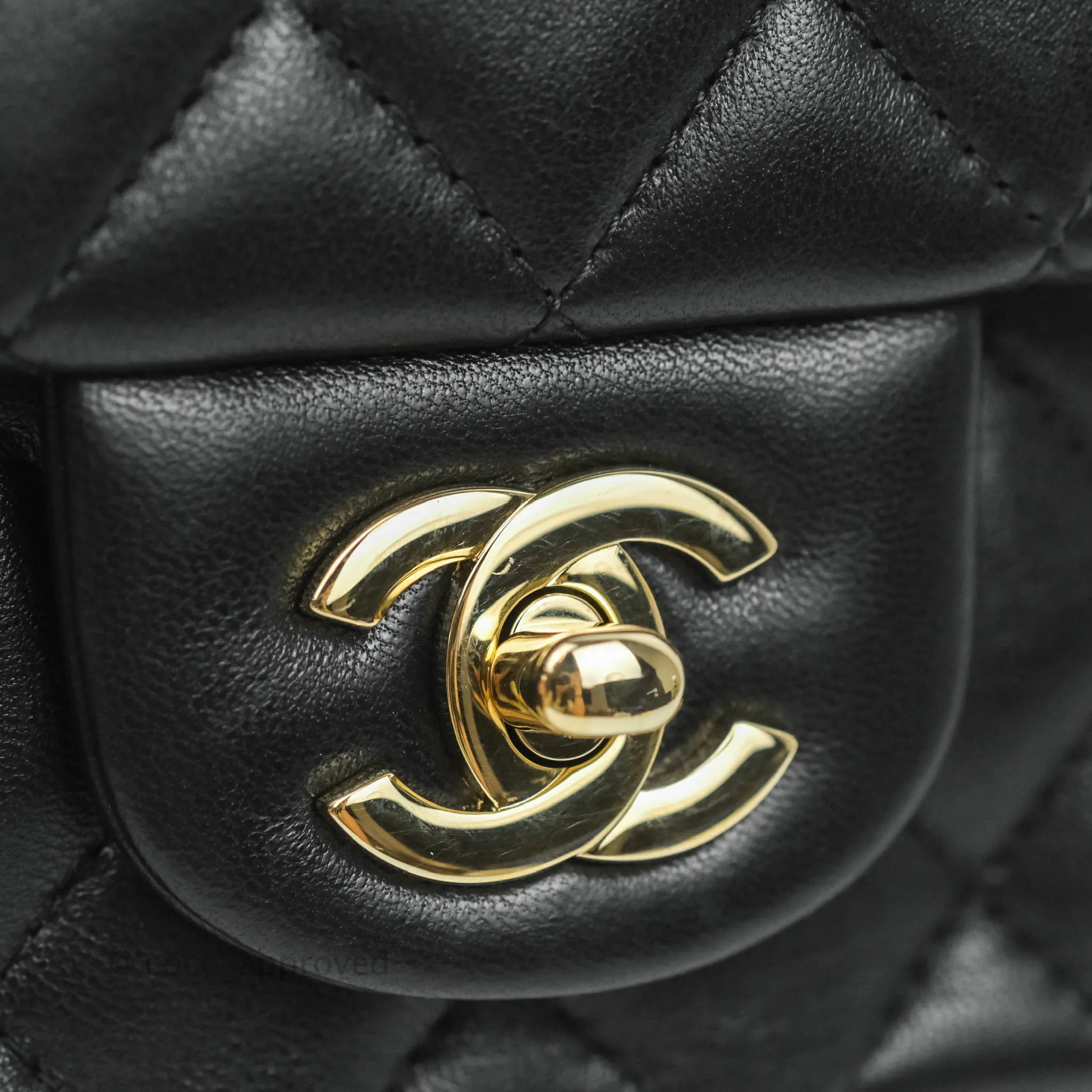 Chanel Quilted Mini Square Black Lambskin Gold Hardware