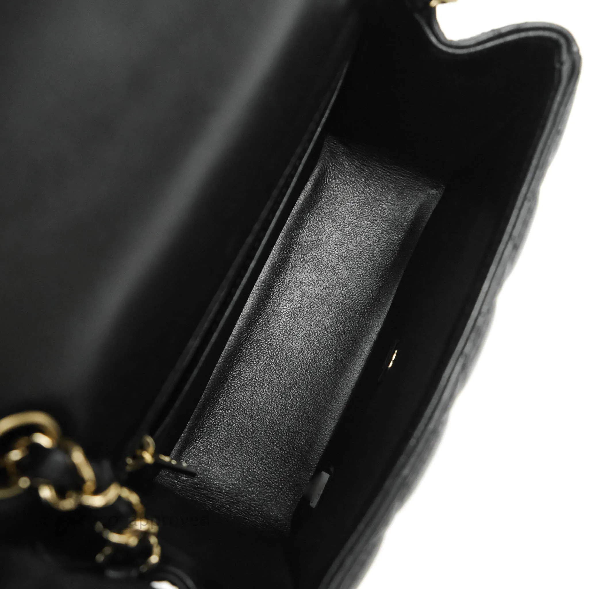 Chanel Quilted Mini Square Black Lambskin Gold Hardware