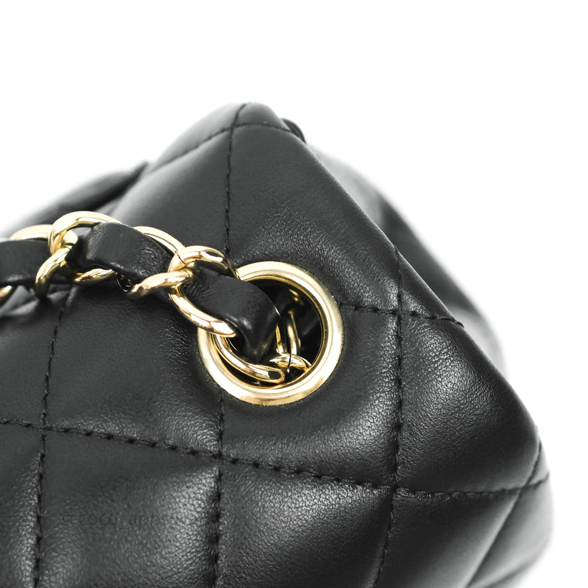 Chanel Quilted Mini Square Black Lambskin Gold Hardware
