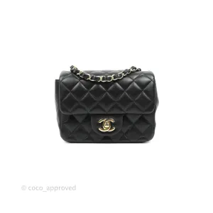 Chanel Quilted Mini Square Black Lambskin Gold Hardware