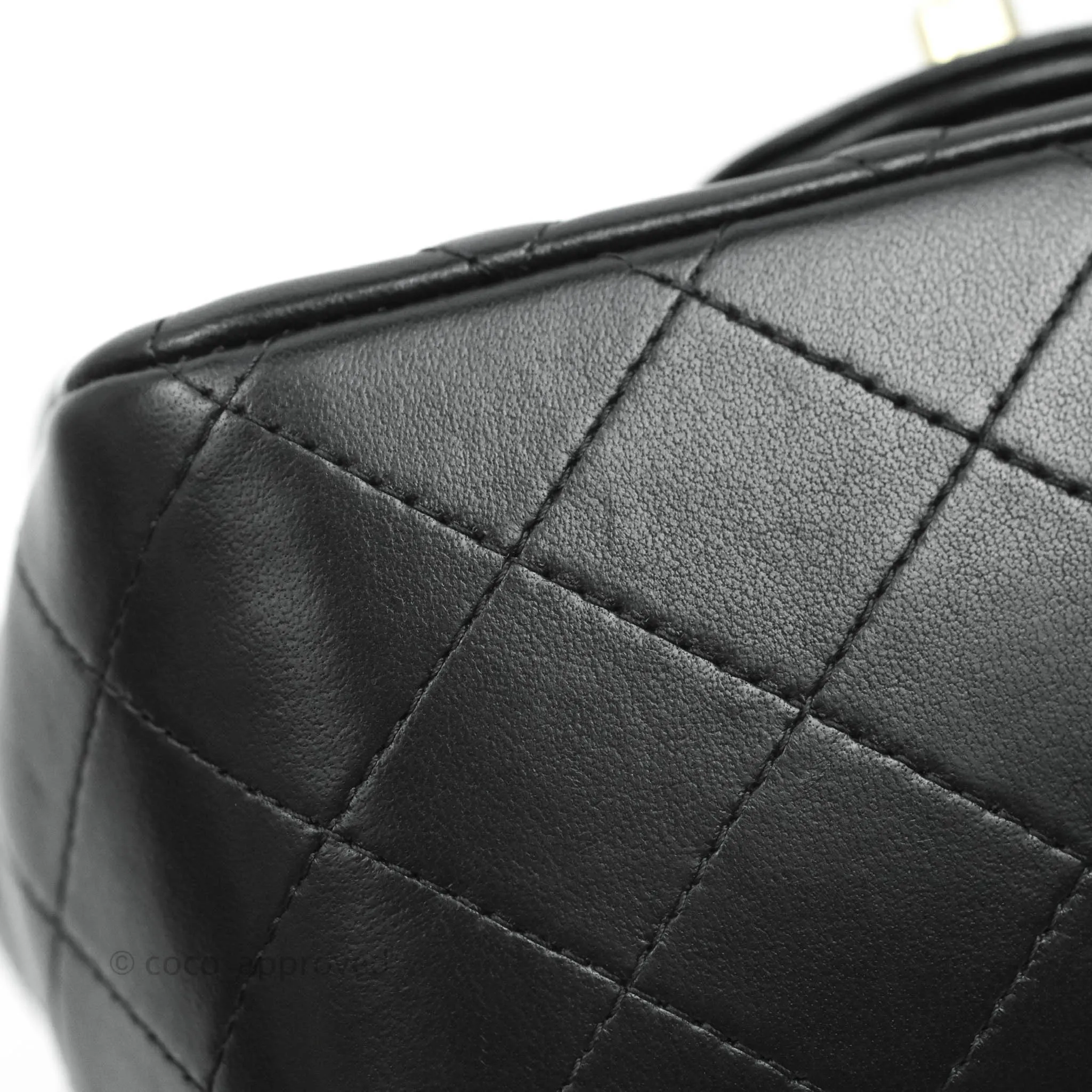 Chanel Quilted Mini Square Black Lambskin Gold Hardware