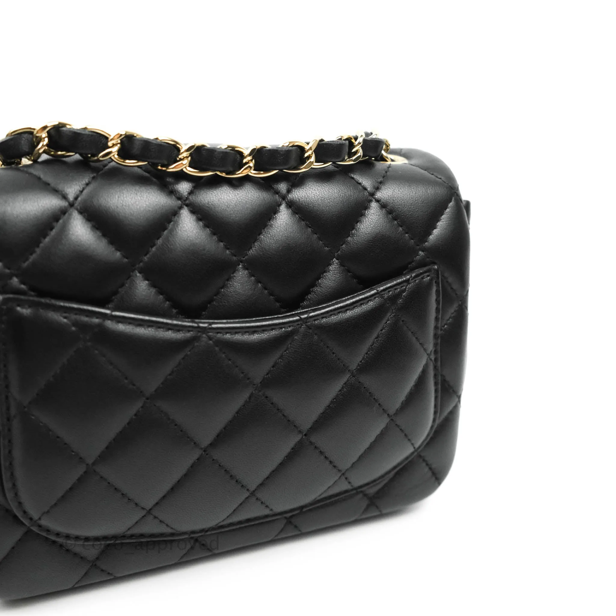 Chanel Quilted Mini Square Black Lambskin Gold Hardware