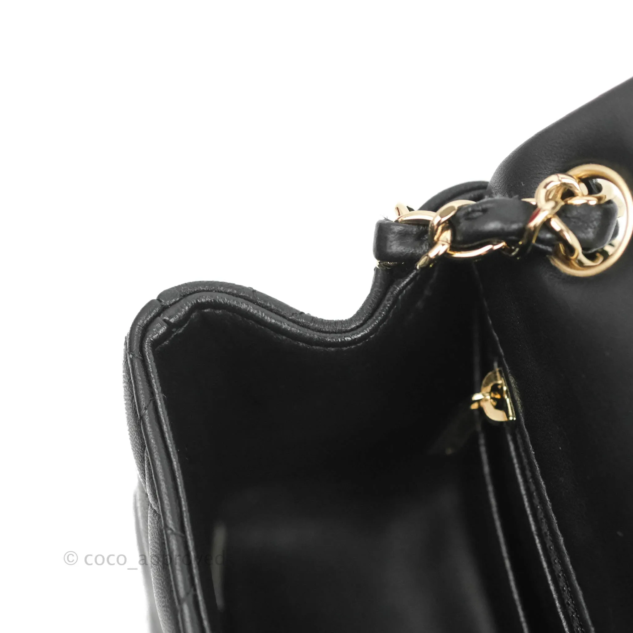 Chanel Quilted Mini Square Black Lambskin Gold Hardware