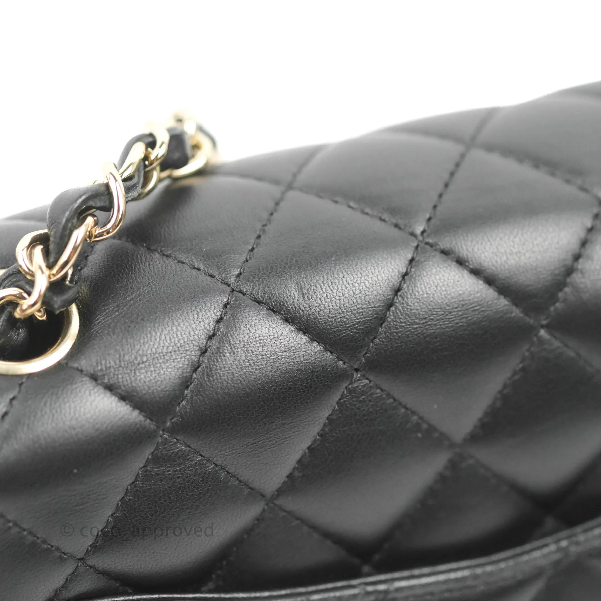 Chanel Quilted Mini Square Black Lambskin Gold Hardware