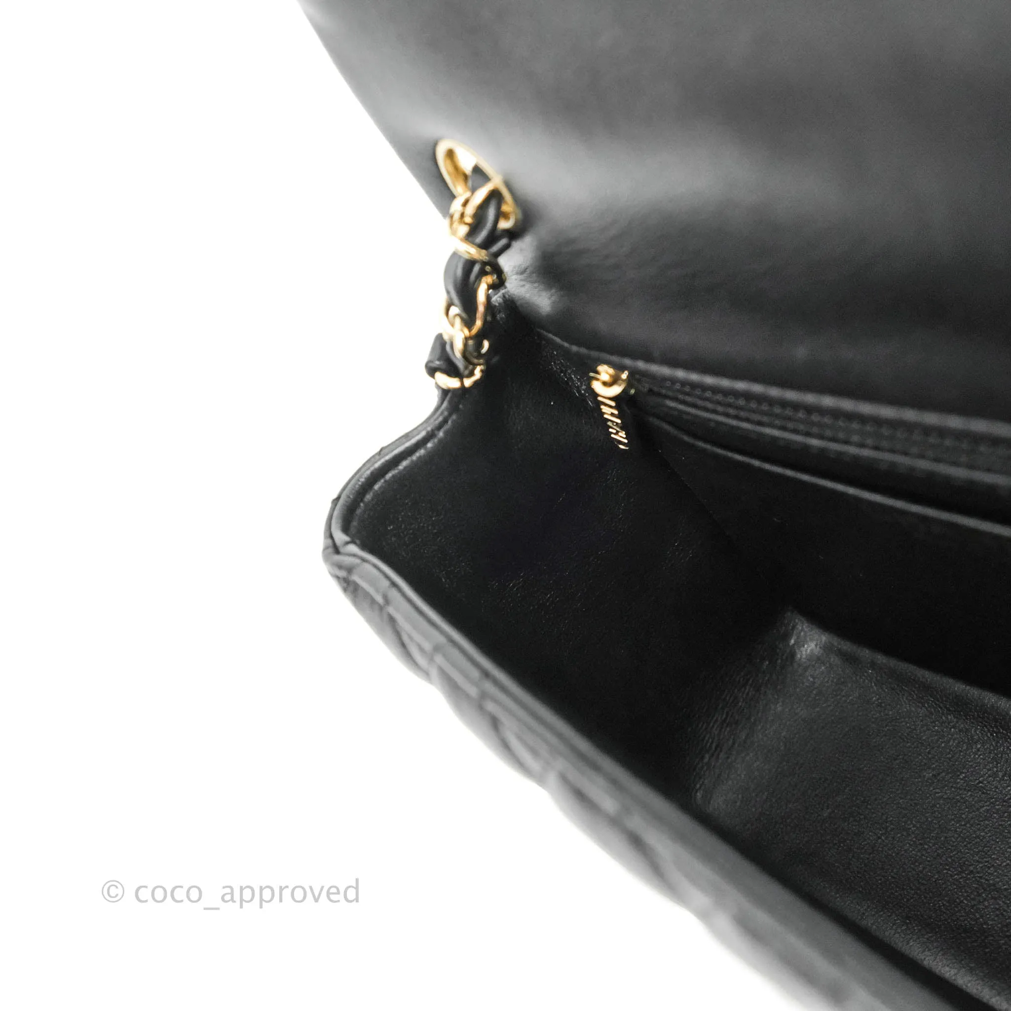 Chanel Quilted Mini Square Black Lambskin Gold Hardware