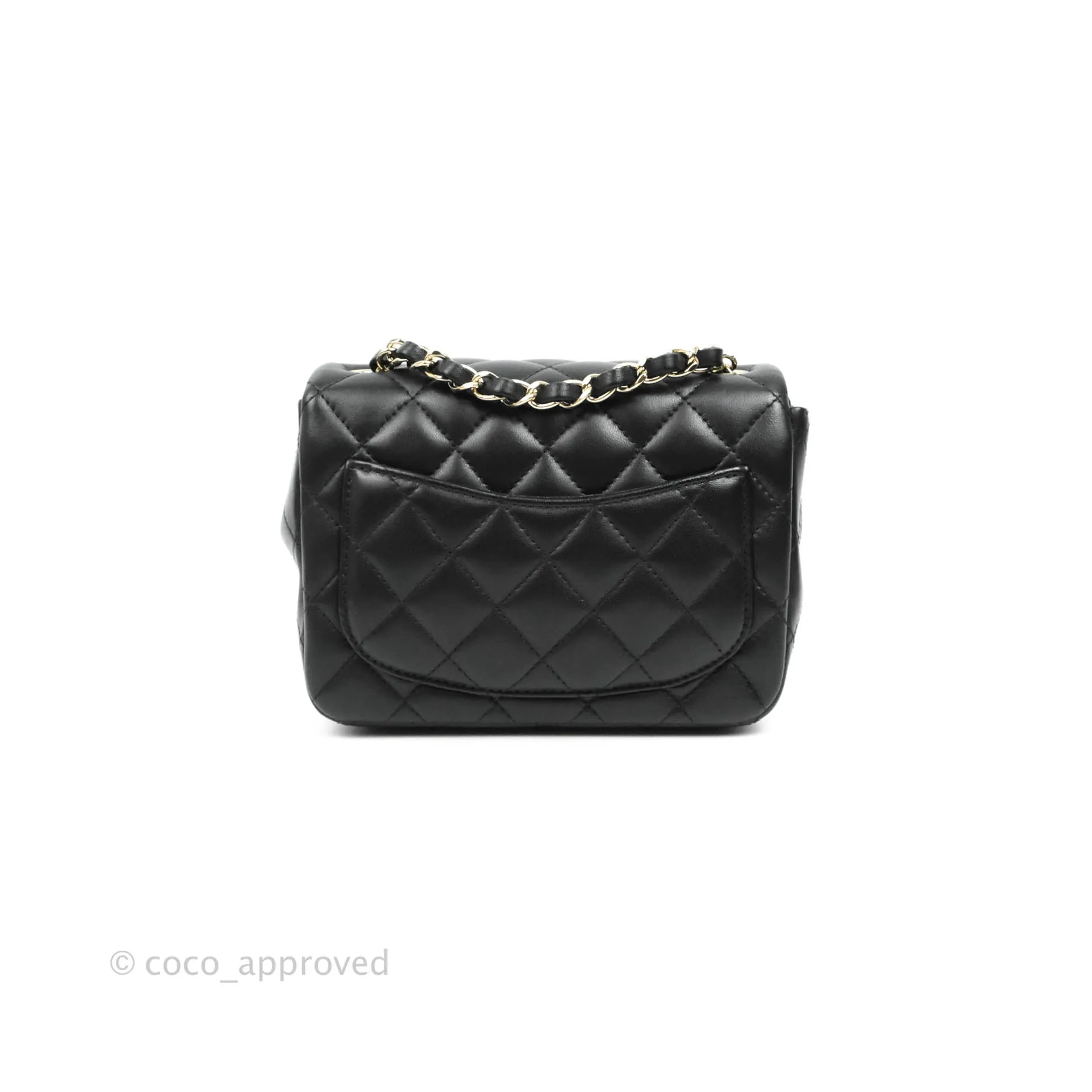 Chanel Quilted Mini Square Black Lambskin Gold Hardware