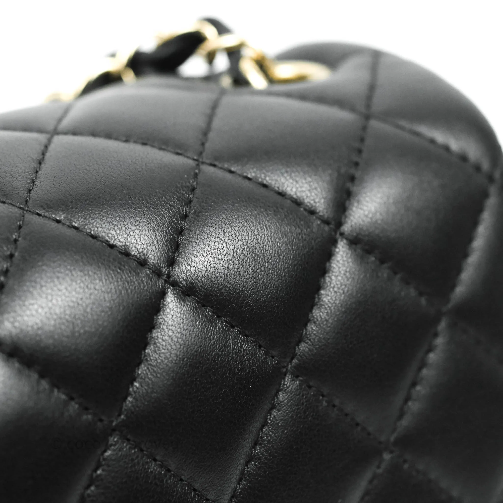 Chanel Quilted Mini Square Black Lambskin Gold Hardware