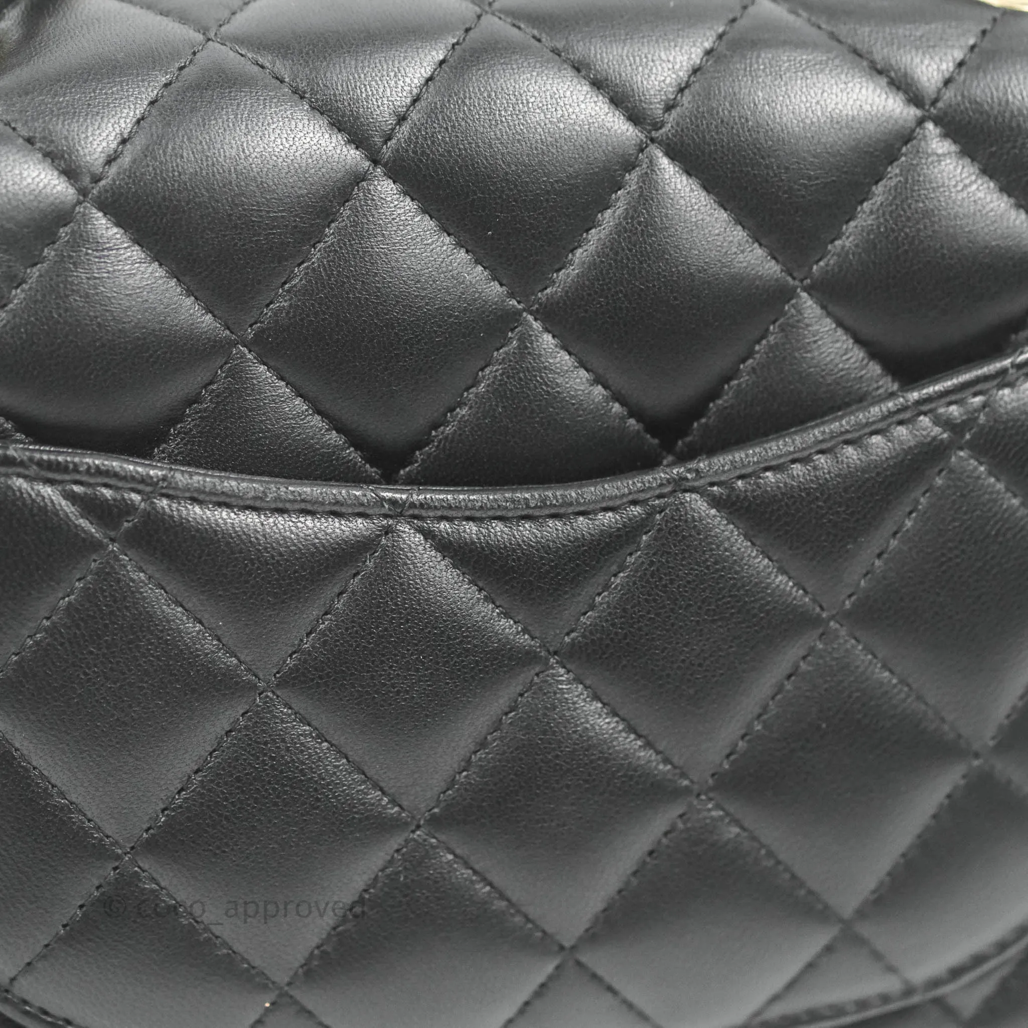 Chanel Quilted Mini Square Black Lambskin Gold Hardware