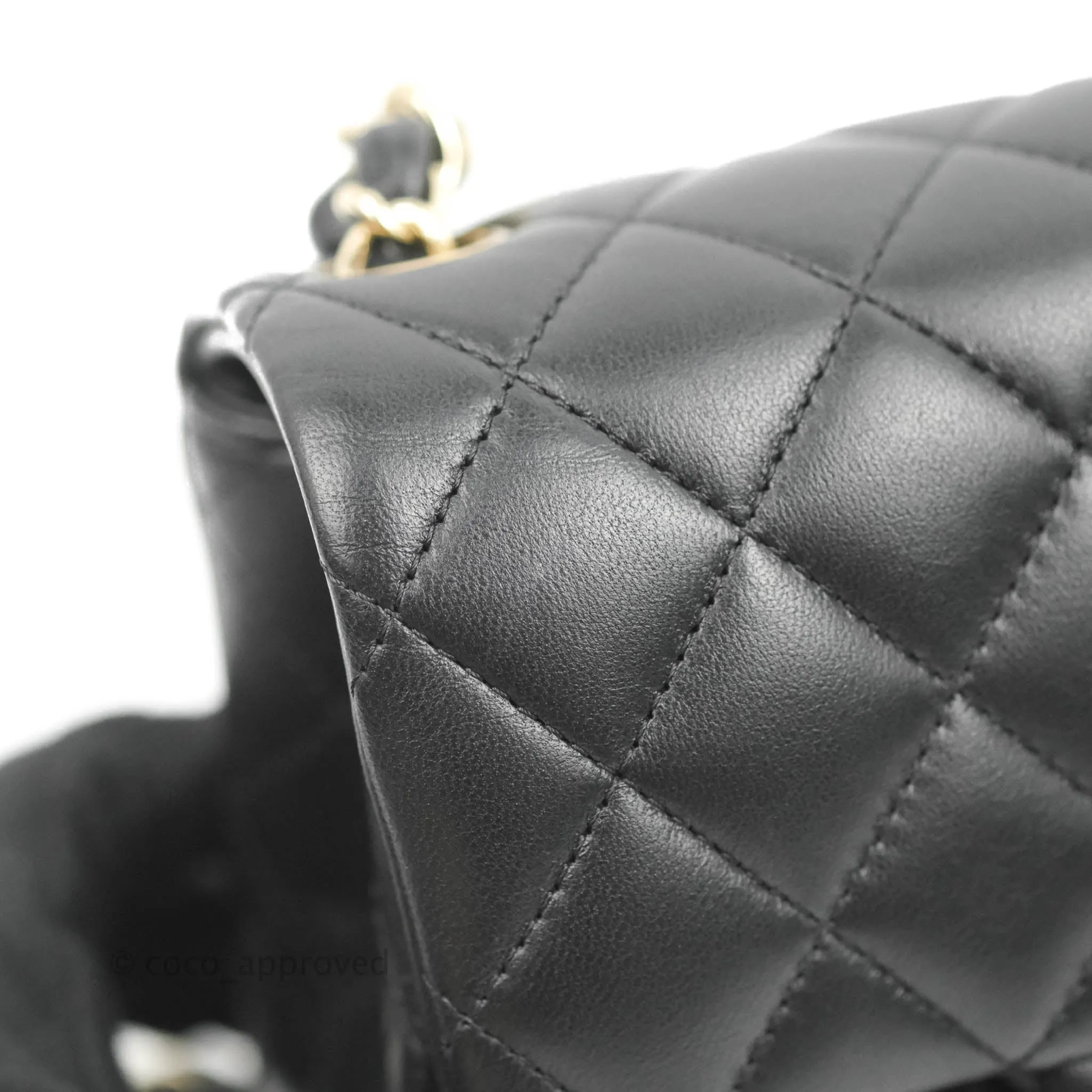 Chanel Quilted Mini Square Black Lambskin Gold Hardware