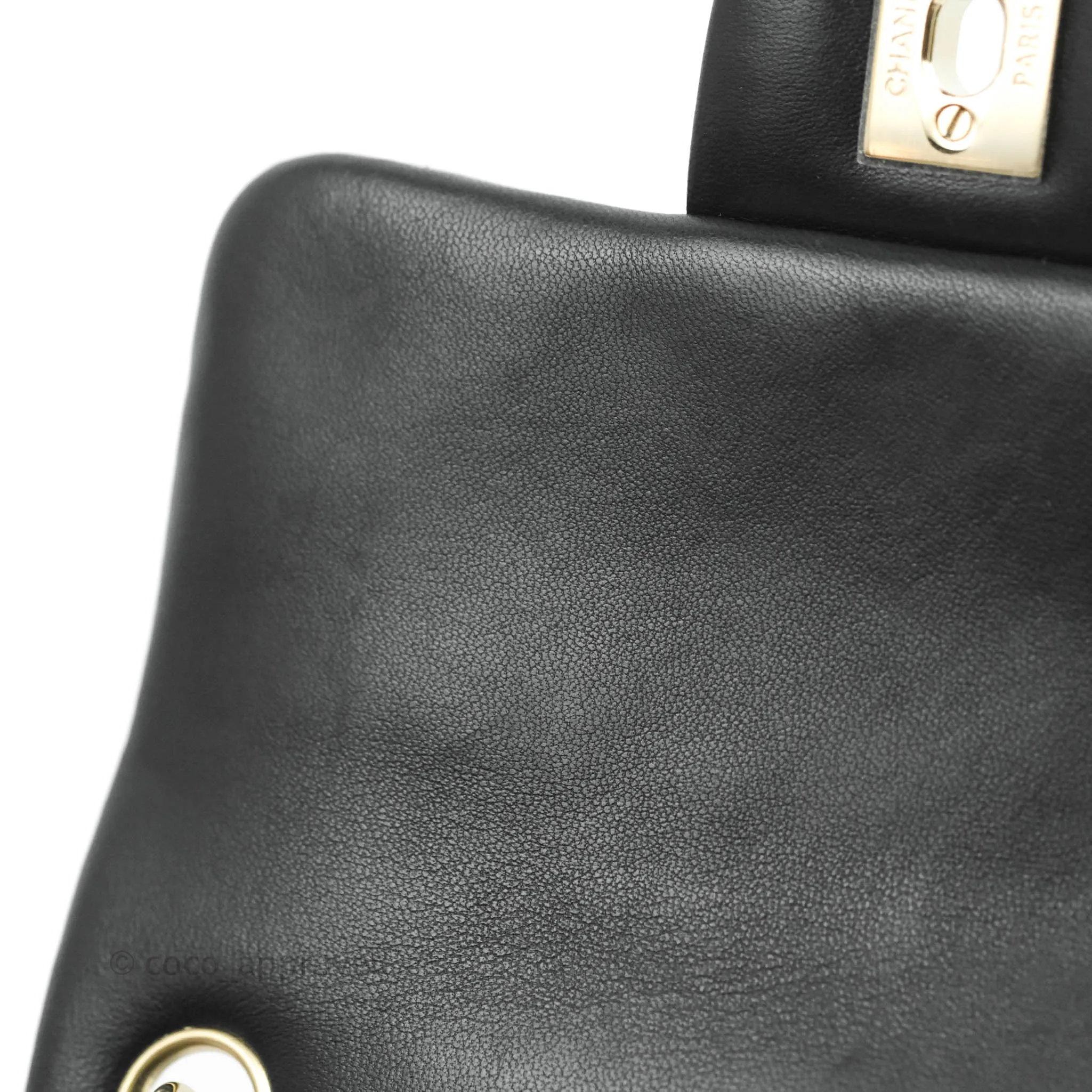 Chanel Quilted Mini Square Black Lambskin Gold Hardware