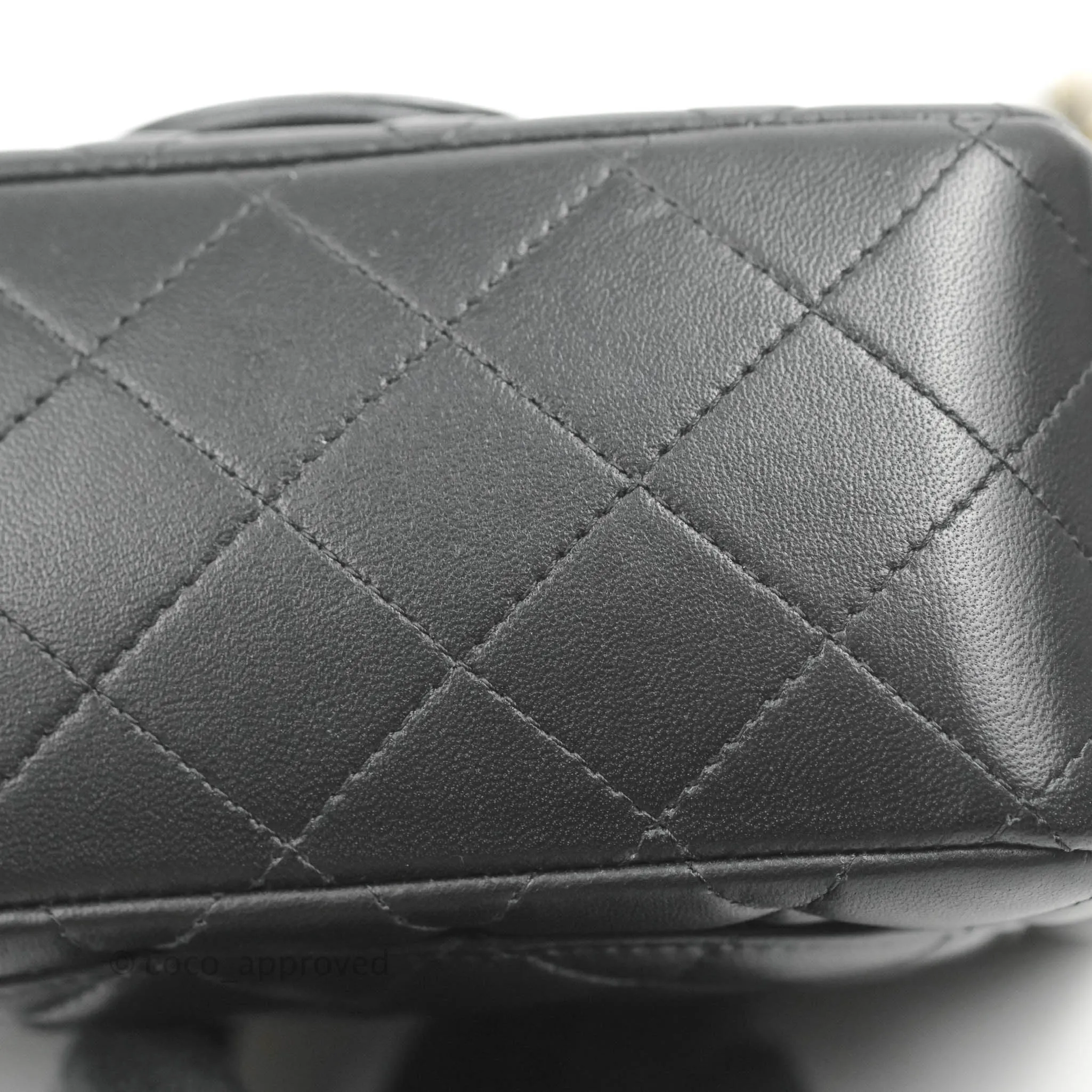 Chanel Quilted Mini Square Black Lambskin Gold Hardware