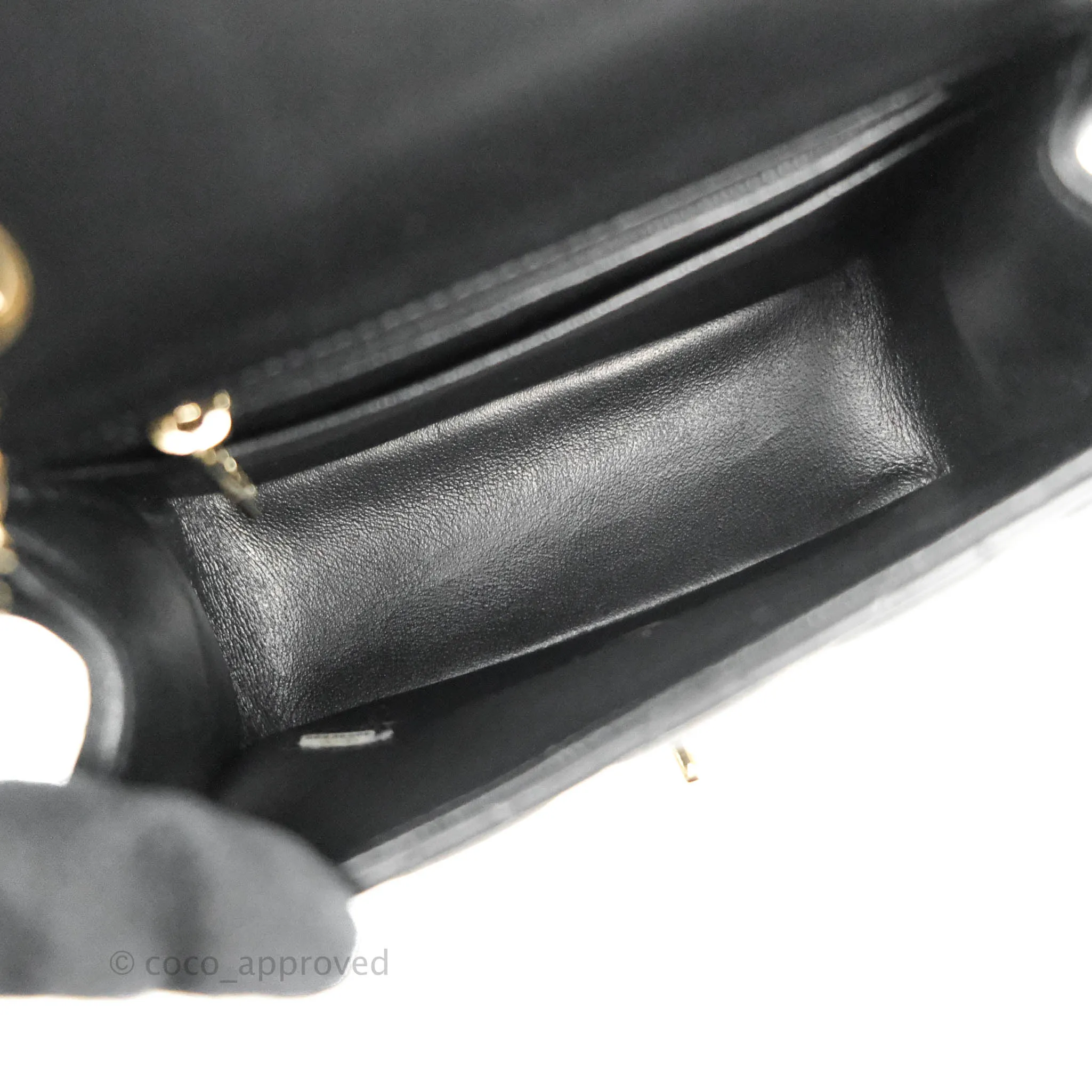 Chanel Quilted Mini Square Black Lambskin Gold Hardware
