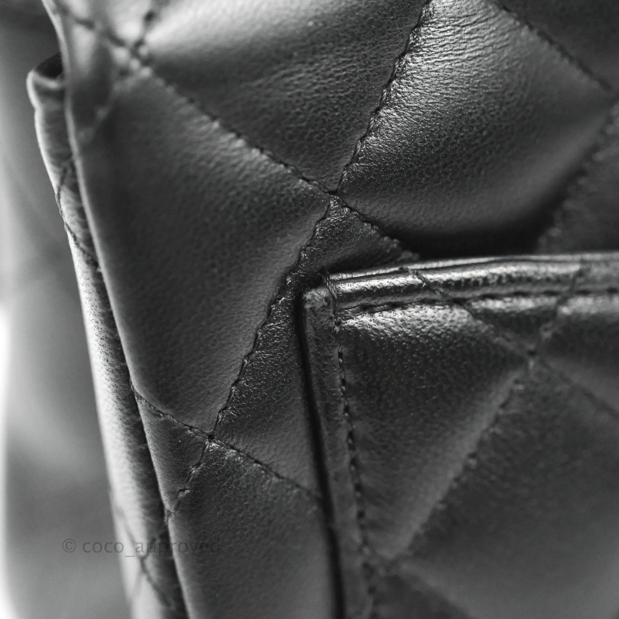 Chanel Quilted Mini Square Black Lambskin Gold Hardware