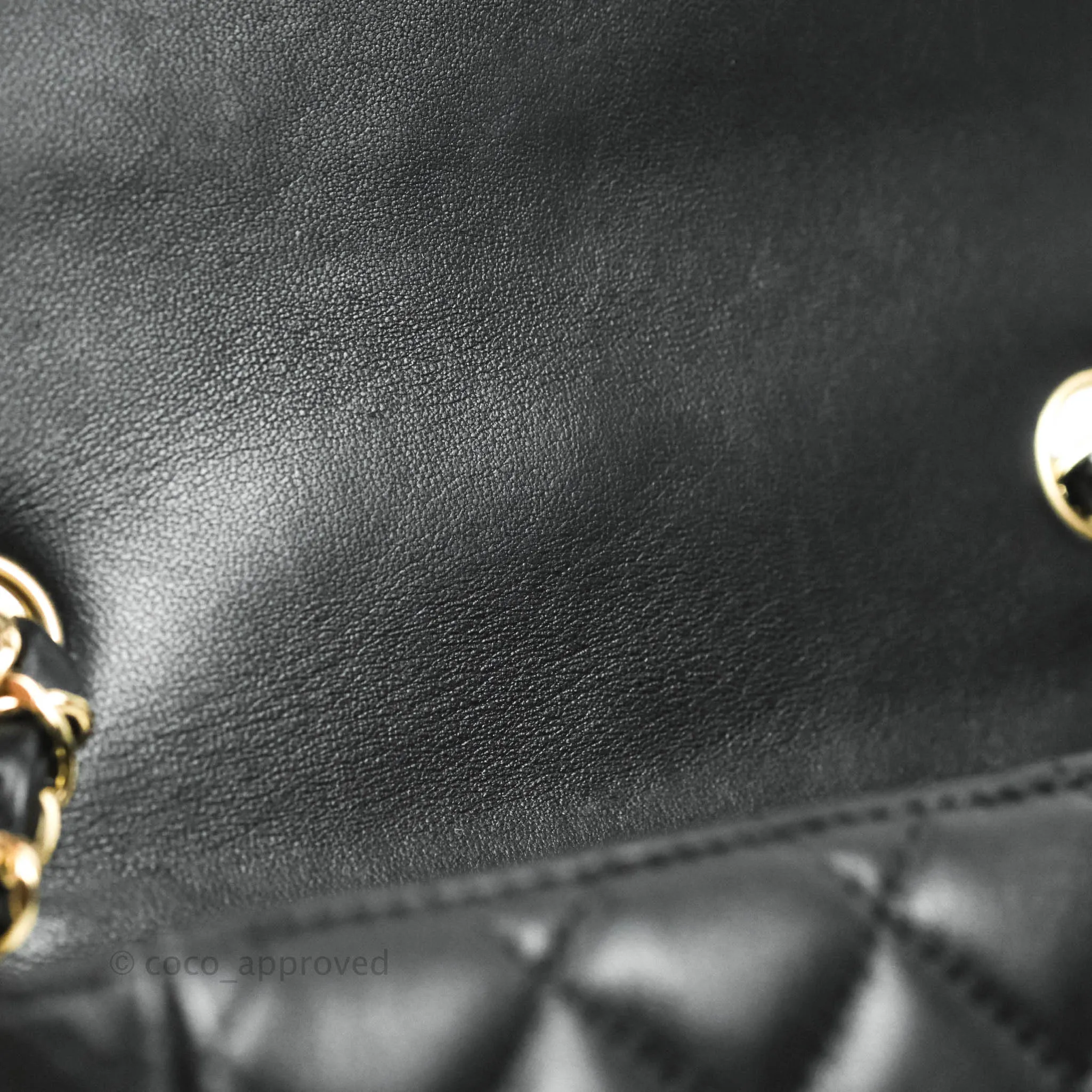 Chanel Quilted Mini Square Black Lambskin Gold Hardware