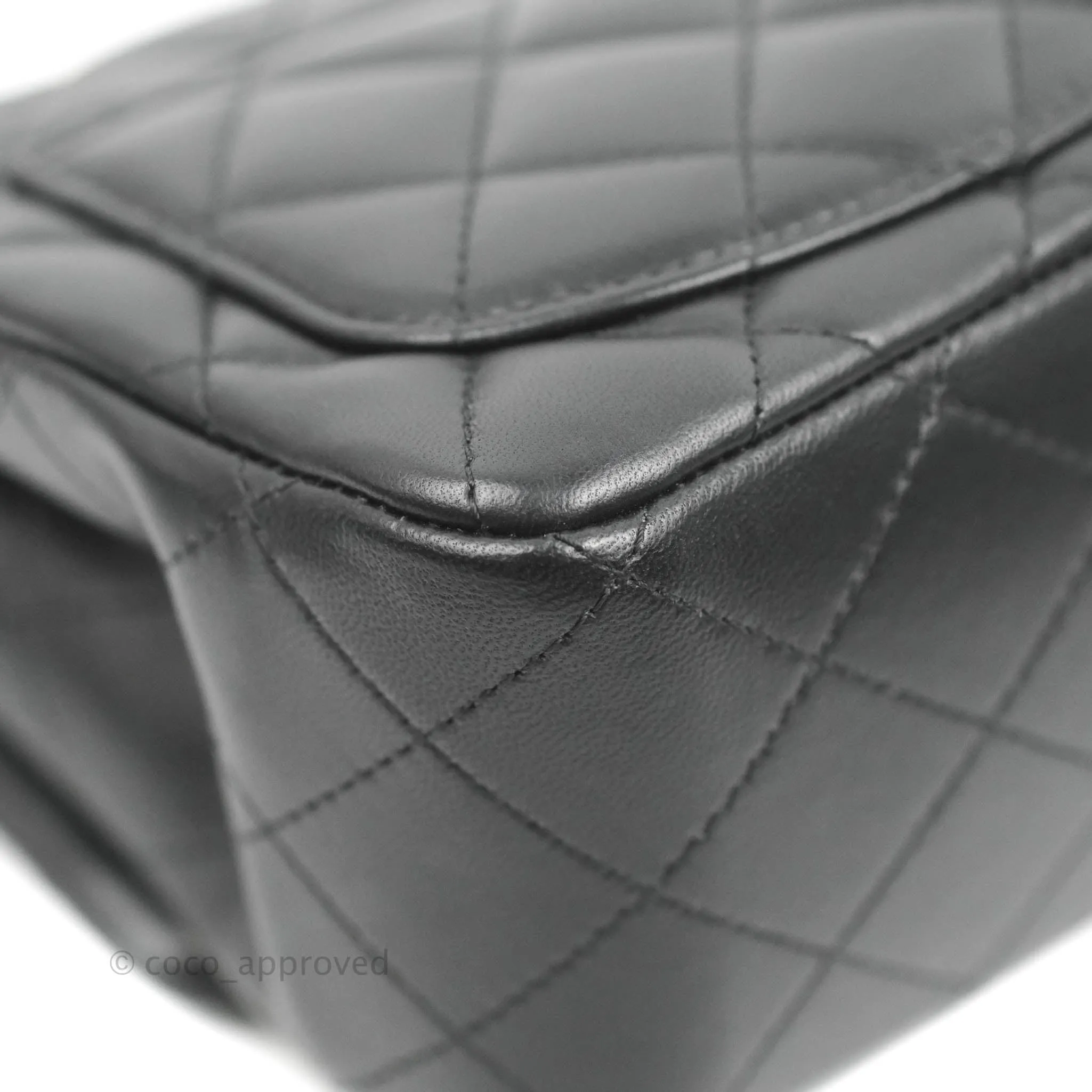 Chanel Quilted Mini Square Black Lambskin Gold Hardware