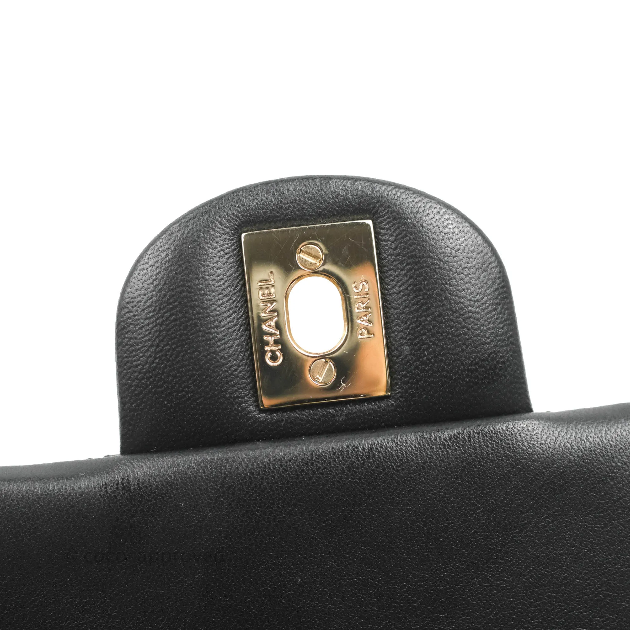 Chanel Quilted Mini Square Black Lambskin Gold Hardware