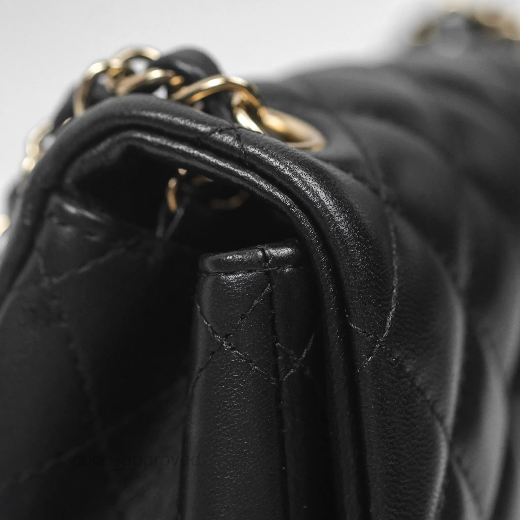Chanel Quilted Mini Square Flap Black Lambskin Gold Hardware