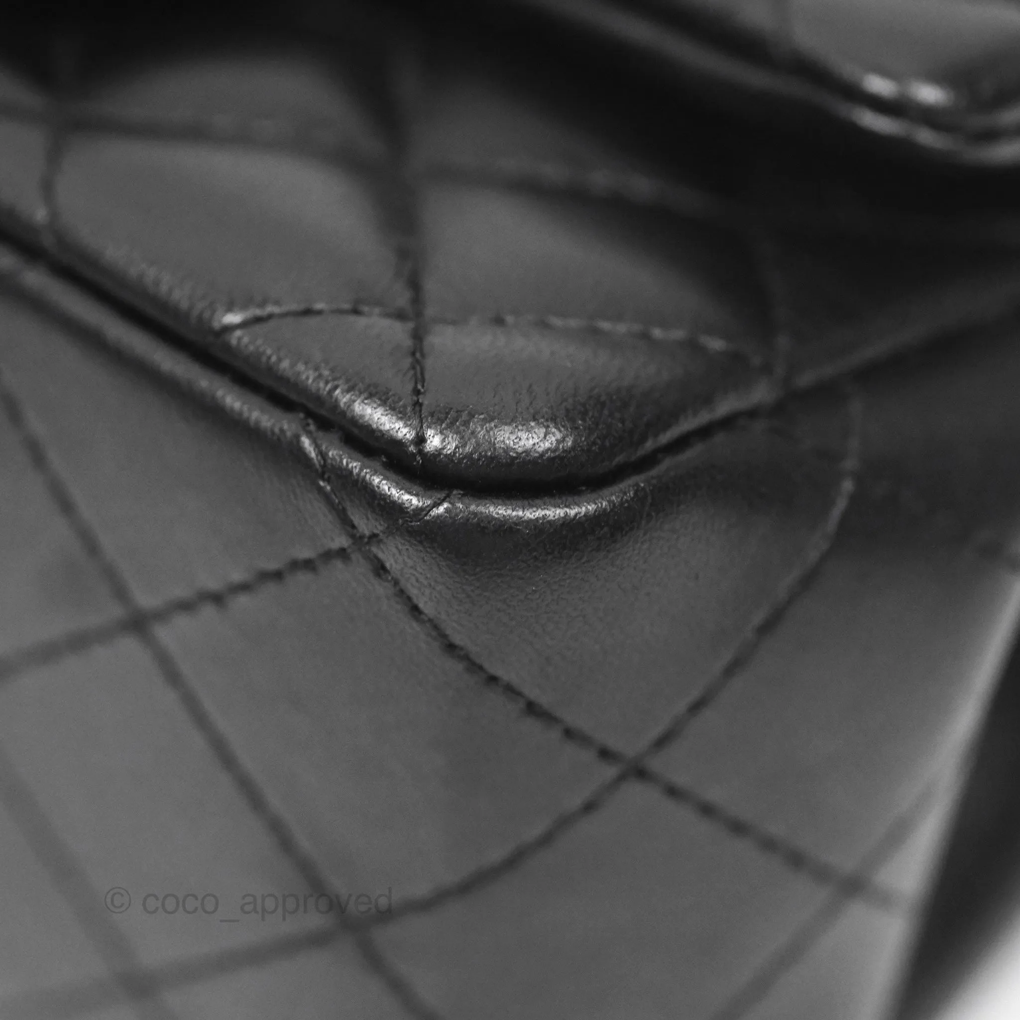 Chanel Quilted Mini Square Flap Black Lambskin Gold Hardware