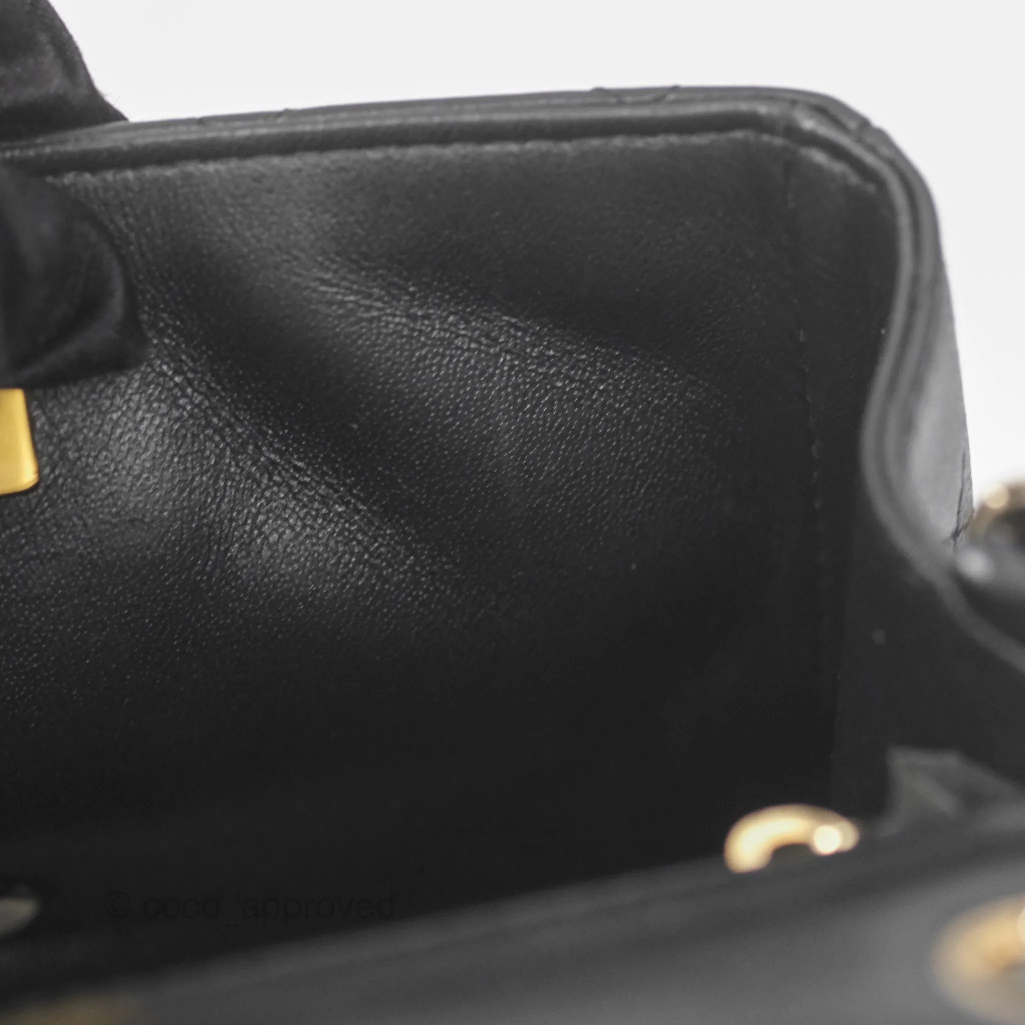 Chanel Quilted Mini Square Flap Black Lambskin Gold Hardware