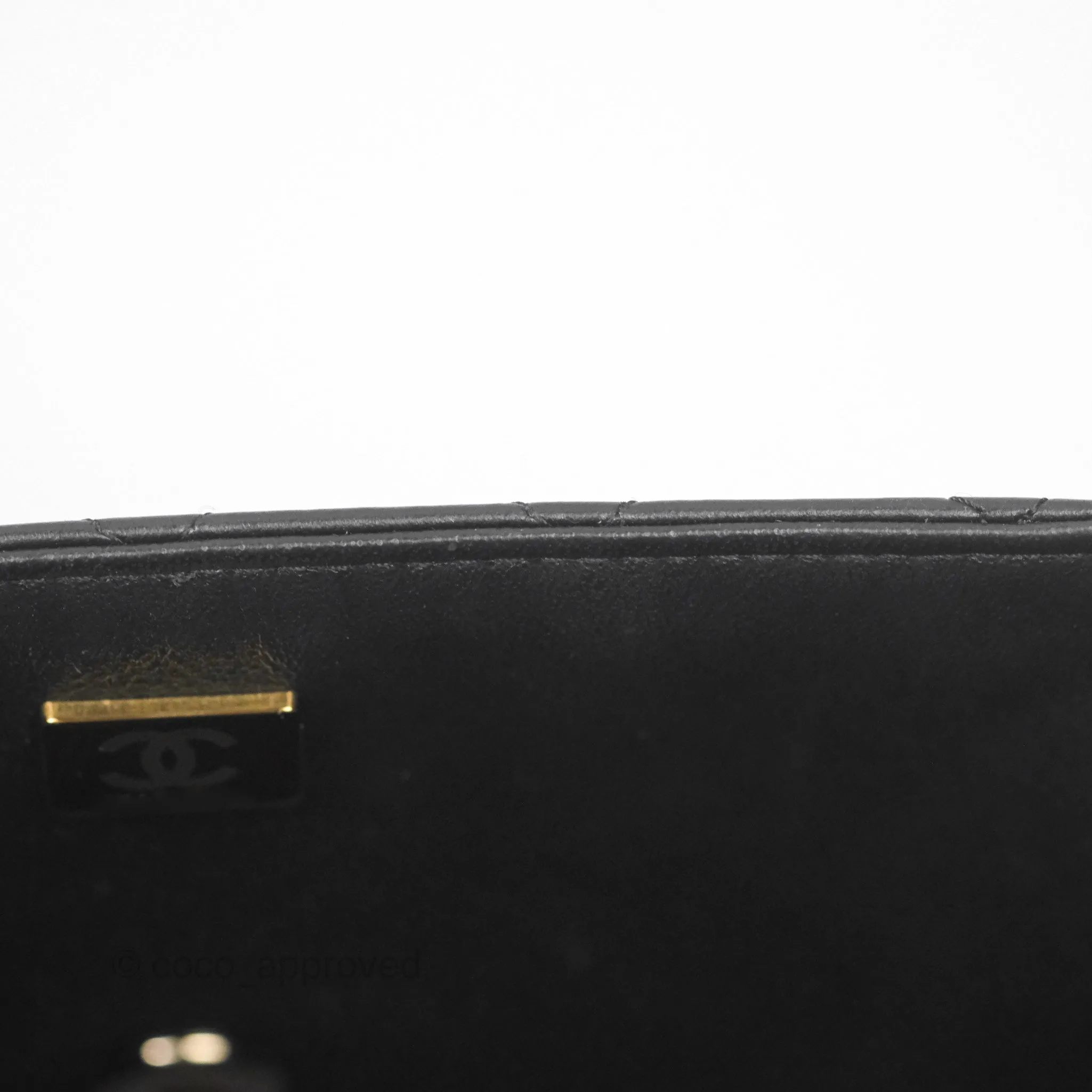 Chanel Quilted Mini Square Flap Black Lambskin Gold Hardware