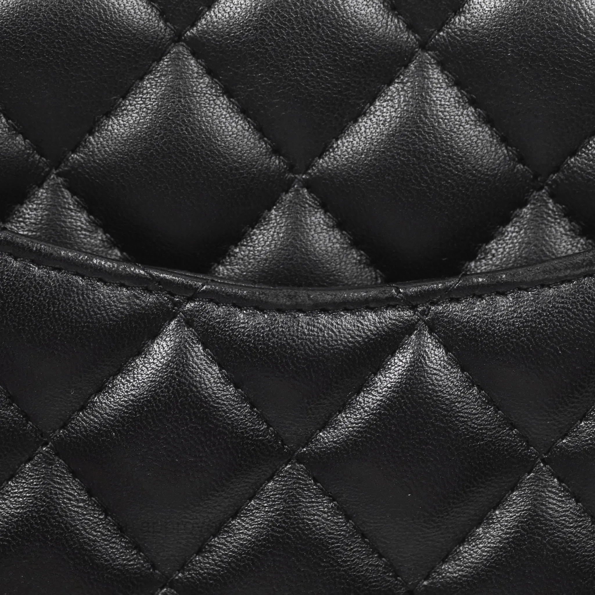 Chanel Quilted Mini Square Flap Black Lambskin Gold Hardware