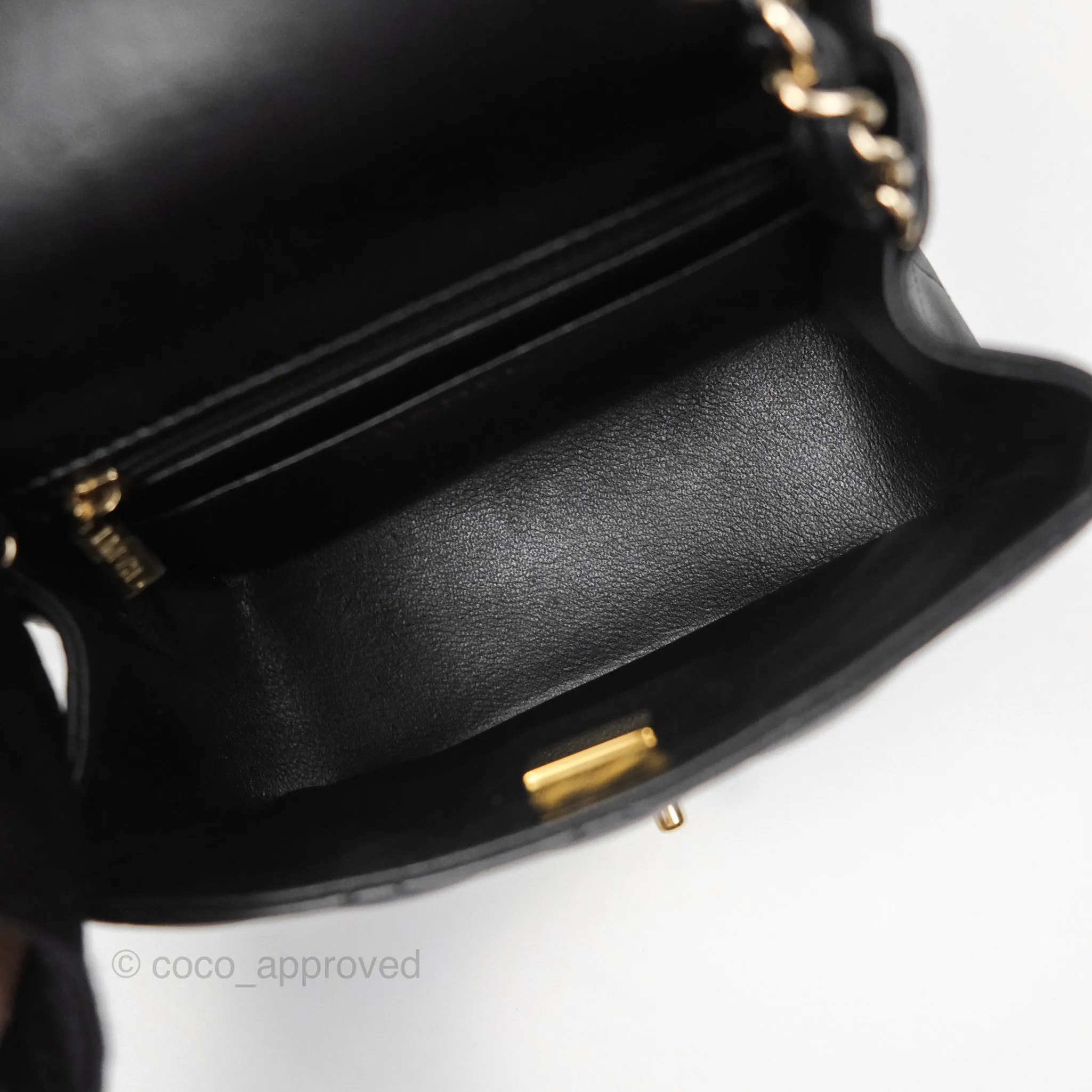 Chanel Quilted Mini Square Flap Black Lambskin Gold Hardware