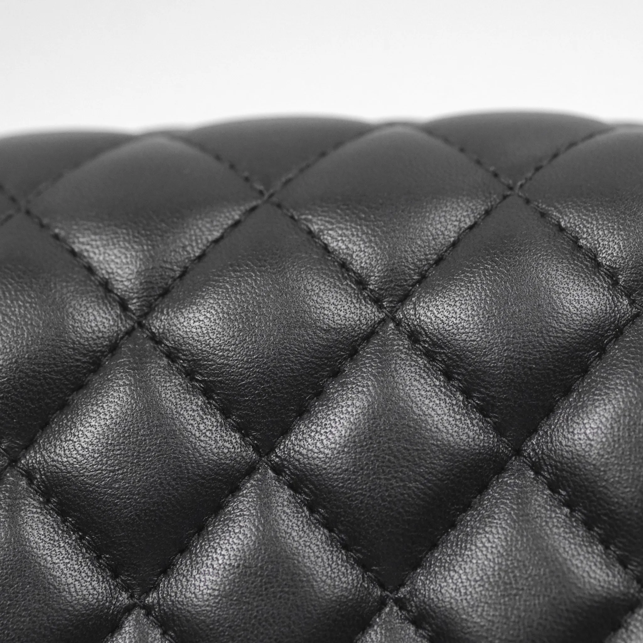 Chanel Quilted Mini Square Flap Black Lambskin Gold Hardware