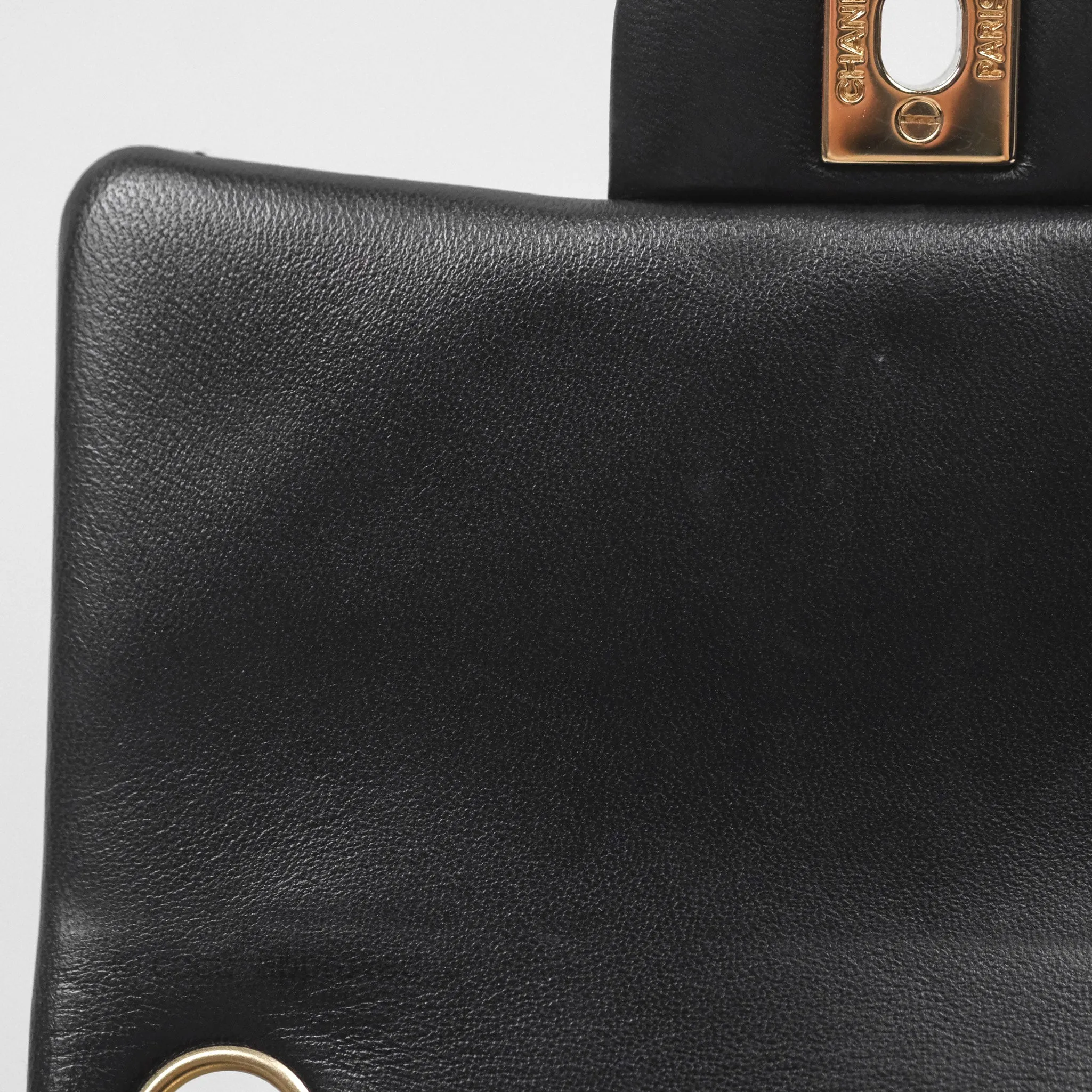 Chanel Quilted Mini Square Flap Black Lambskin Gold Hardware