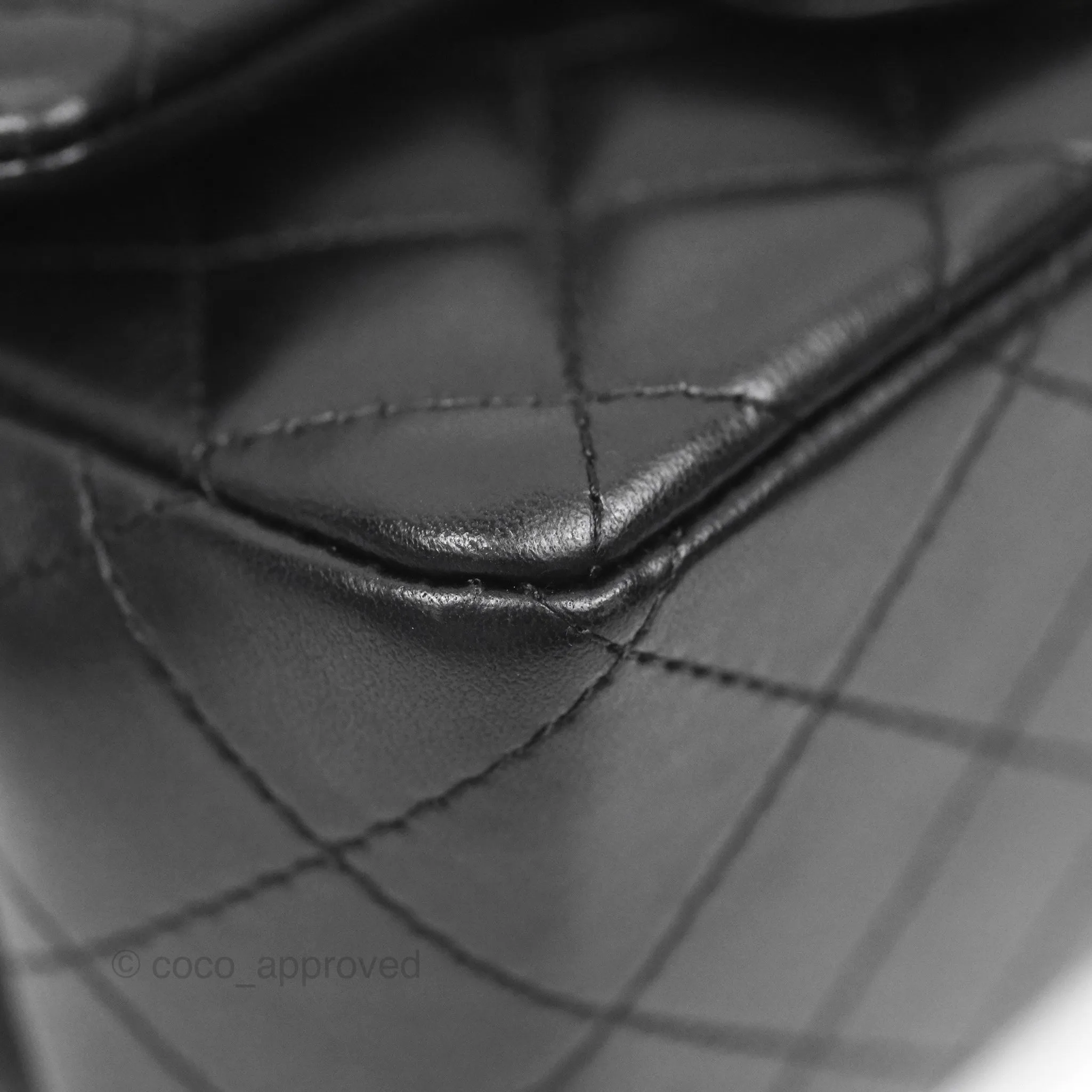 Chanel Quilted Mini Square Flap Black Lambskin Gold Hardware