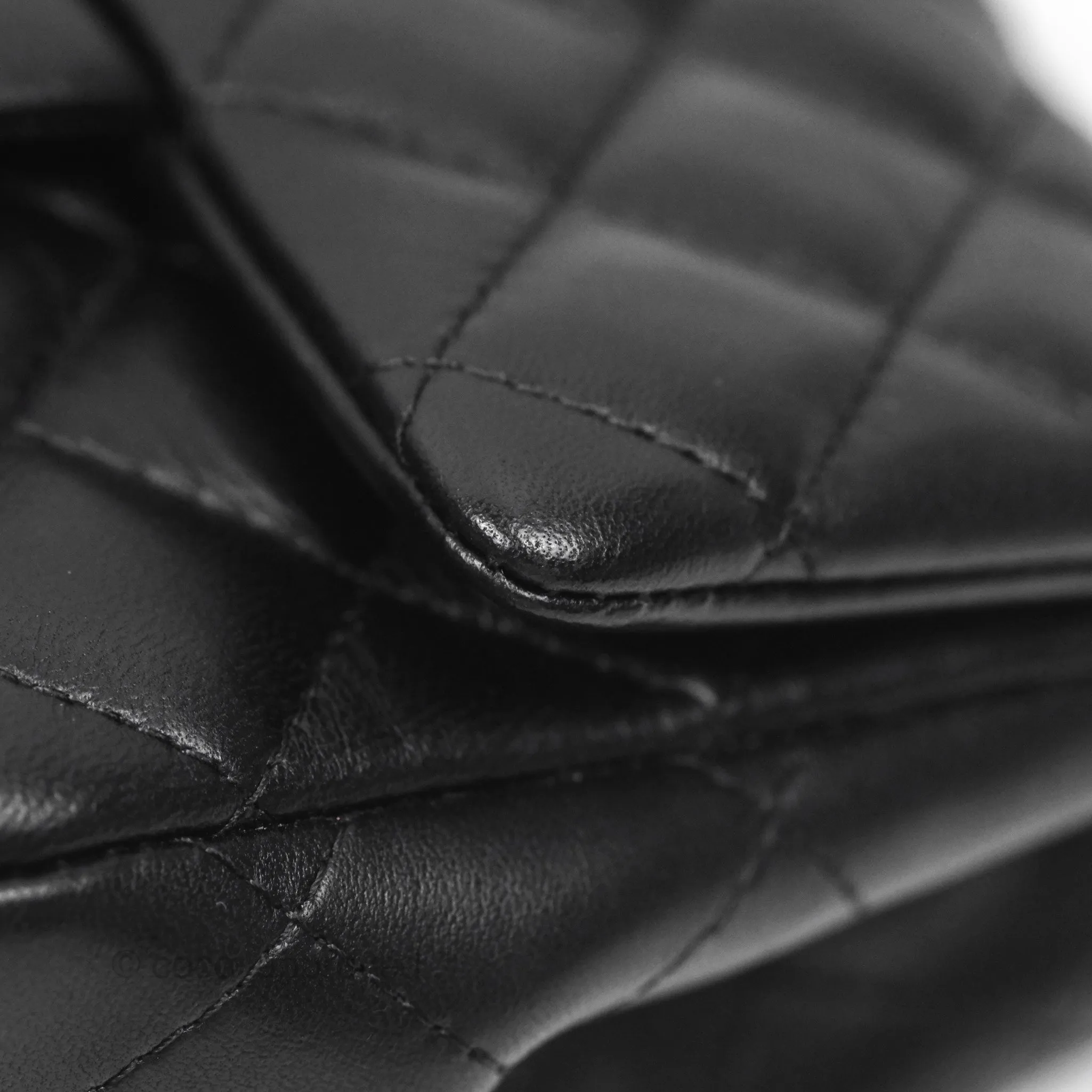 Chanel Quilted Mini Square Flap Black Lambskin Gold Hardware