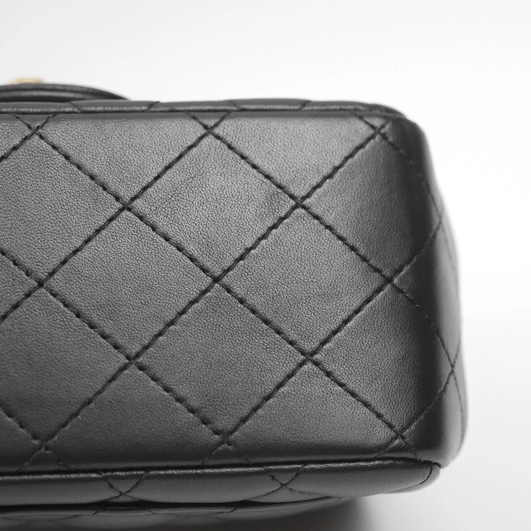 Chanel Quilted Mini Square Flap Black Lambskin Gold Hardware