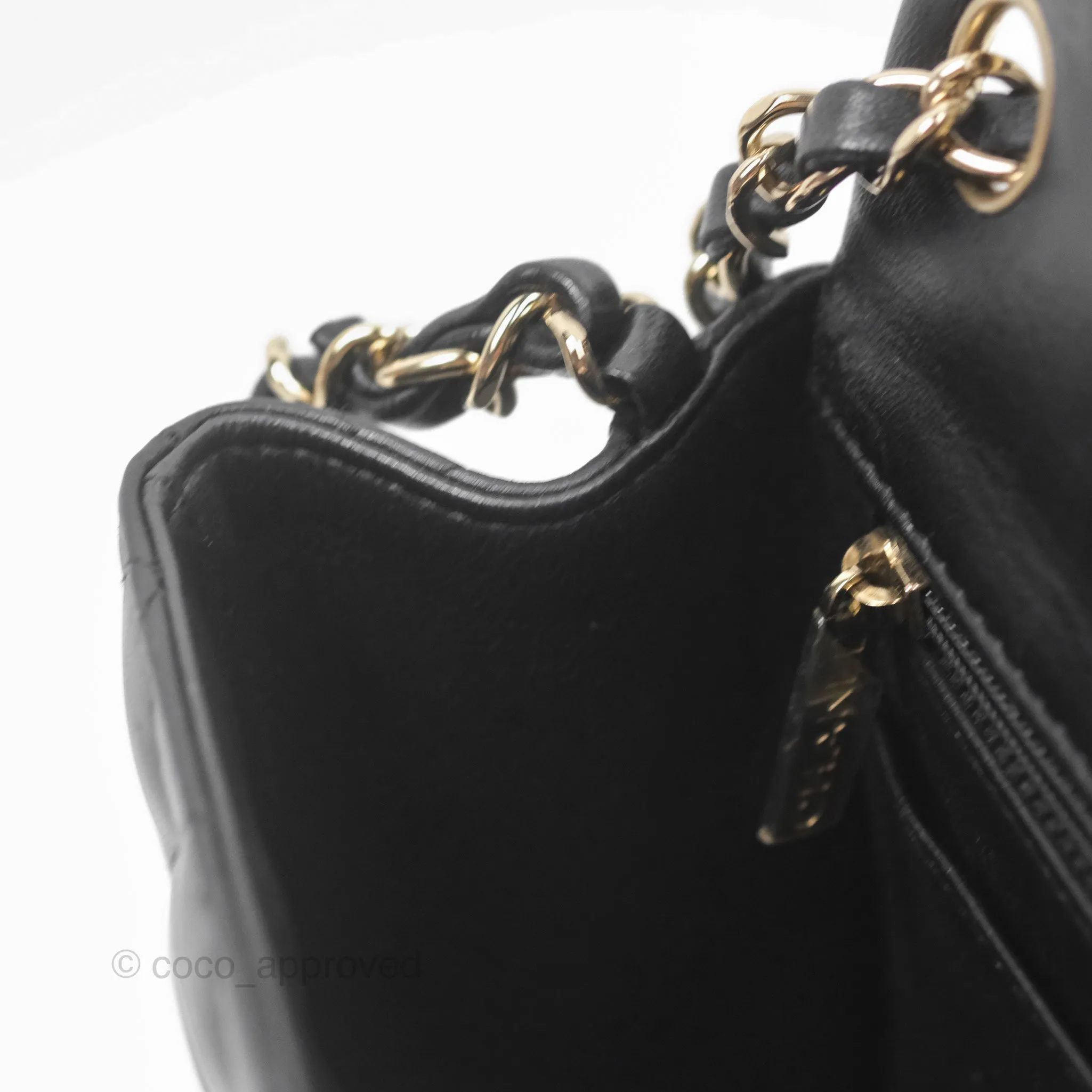 Chanel Quilted Mini Square Flap Black Lambskin Gold Hardware