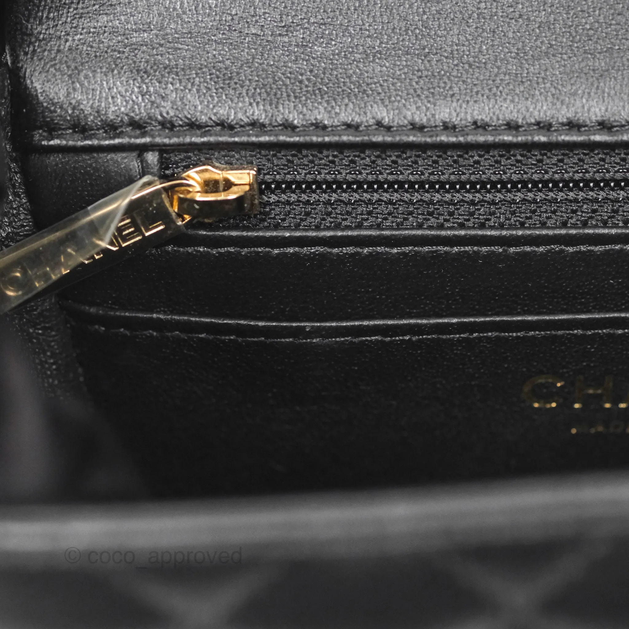Chanel Quilted Mini Square Flap Black Lambskin Gold Hardware