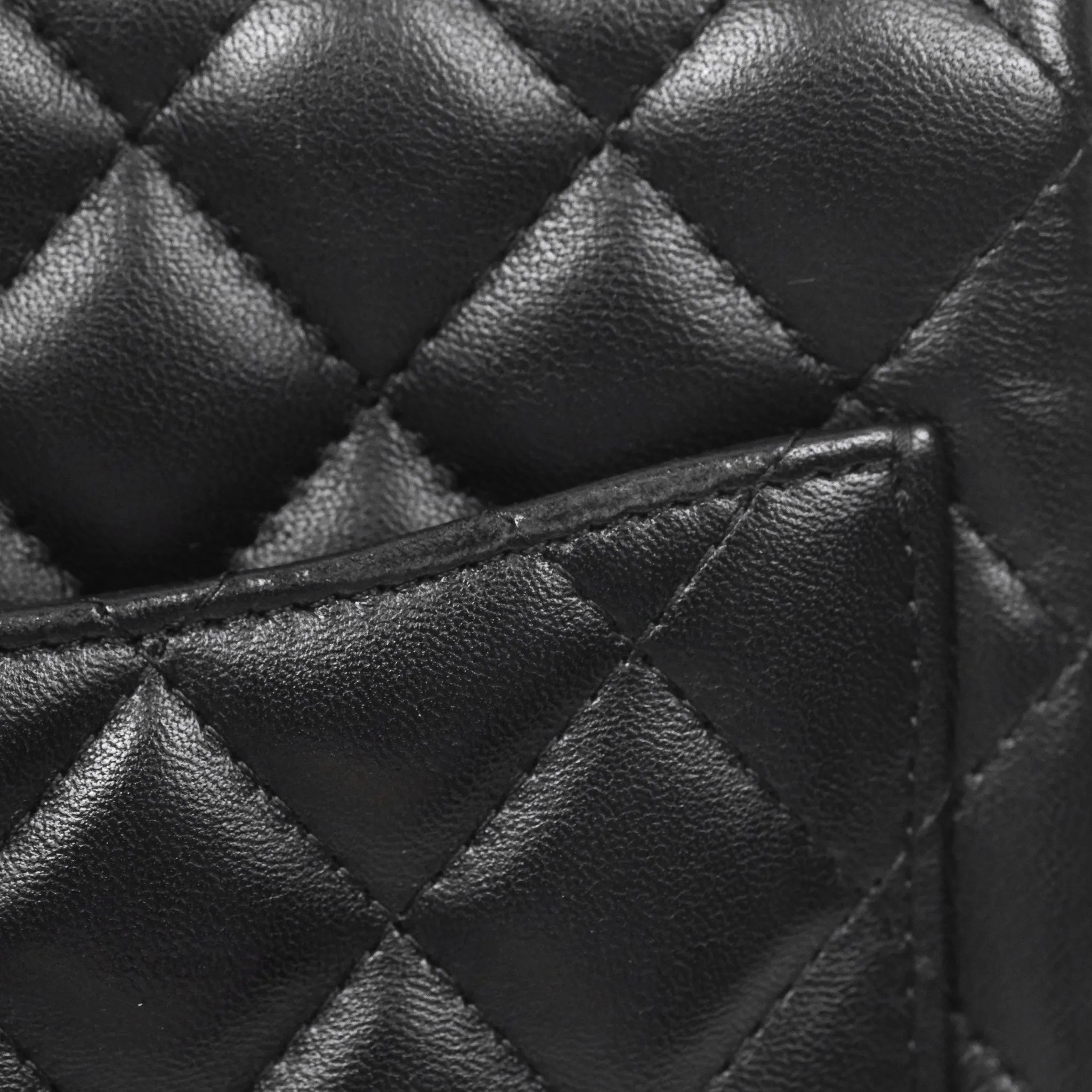 Chanel Quilted Mini Square Flap Black Lambskin Gold Hardware