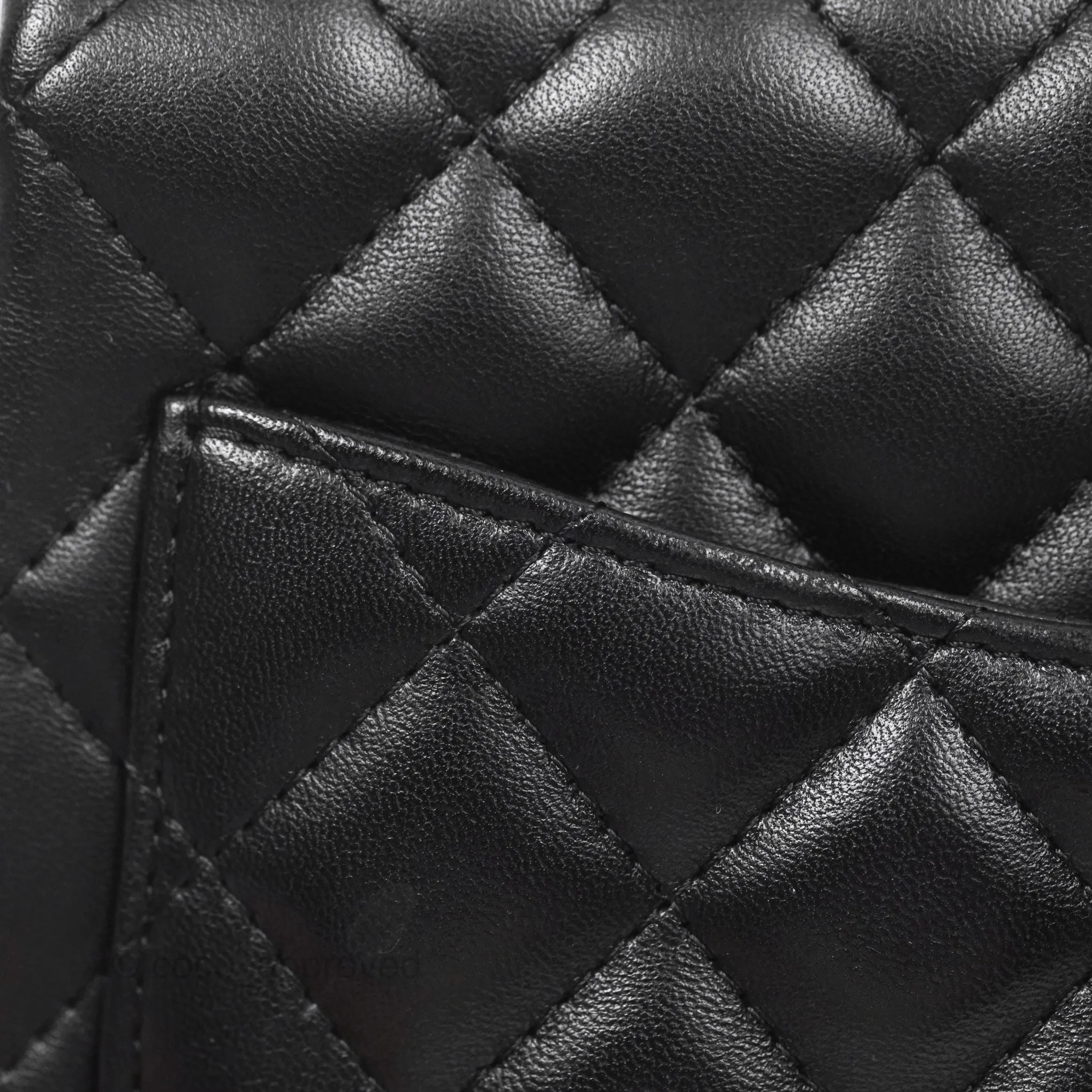 Chanel Quilted Mini Square Flap Black Lambskin Gold Hardware