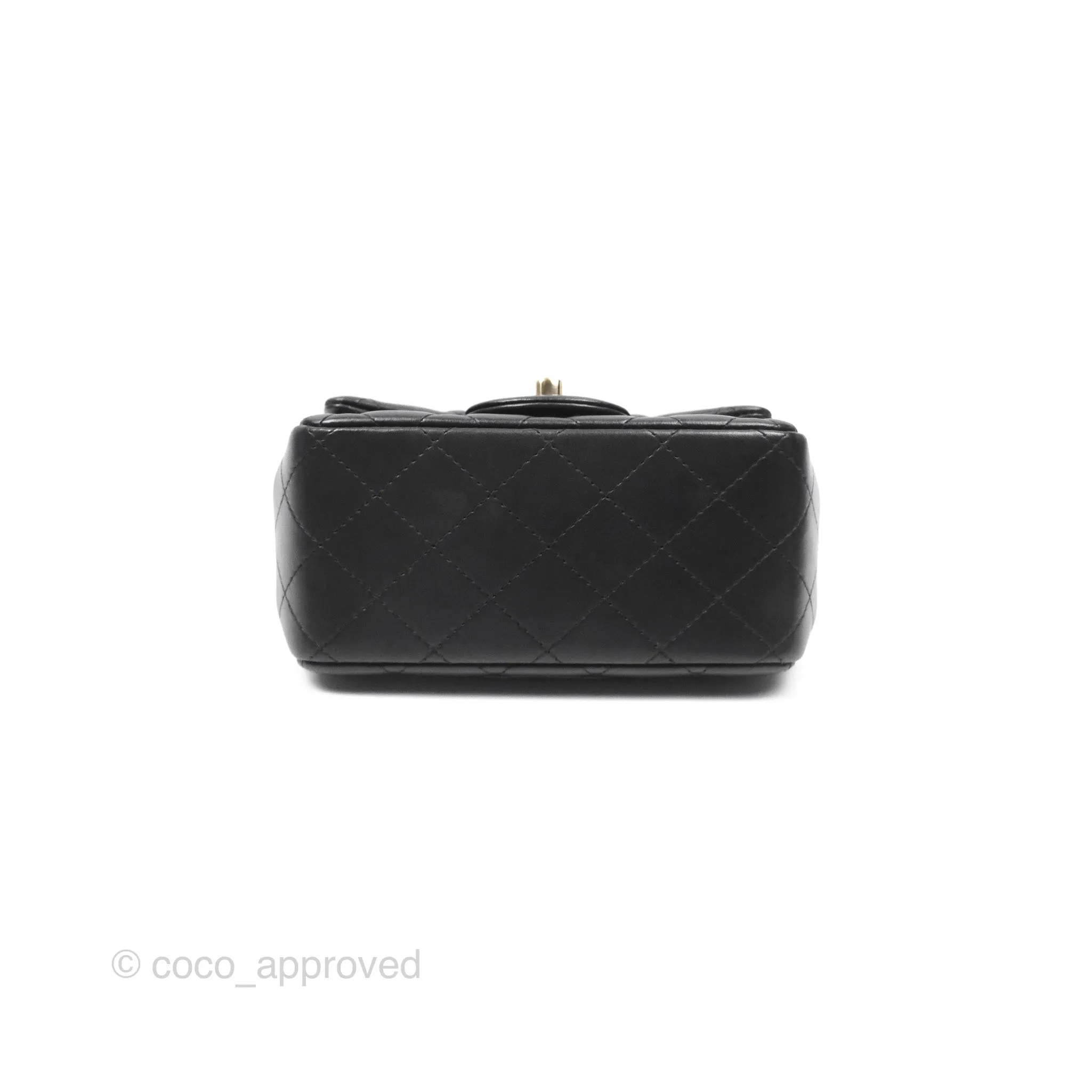 Chanel Quilted Mini Square Flap Black Lambskin Gold Hardware
