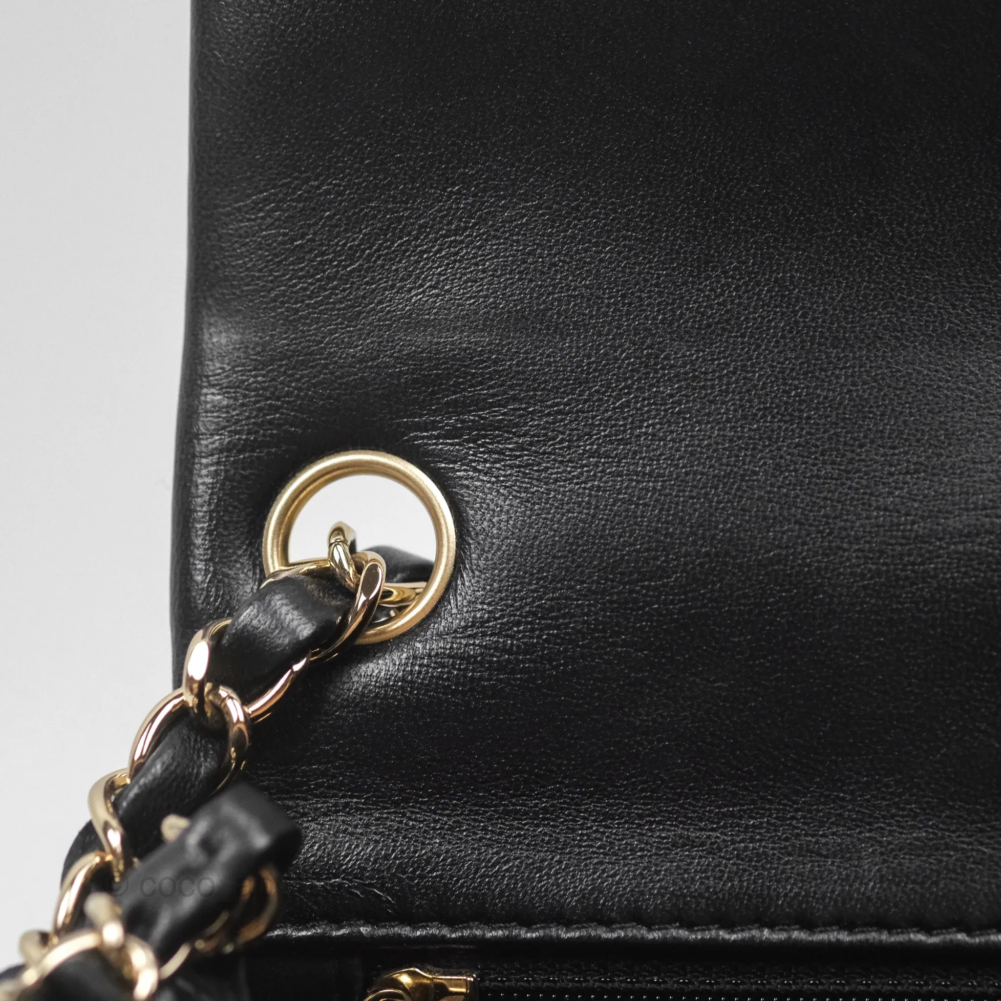Chanel Quilted Mini Square Flap Black Lambskin Gold Hardware