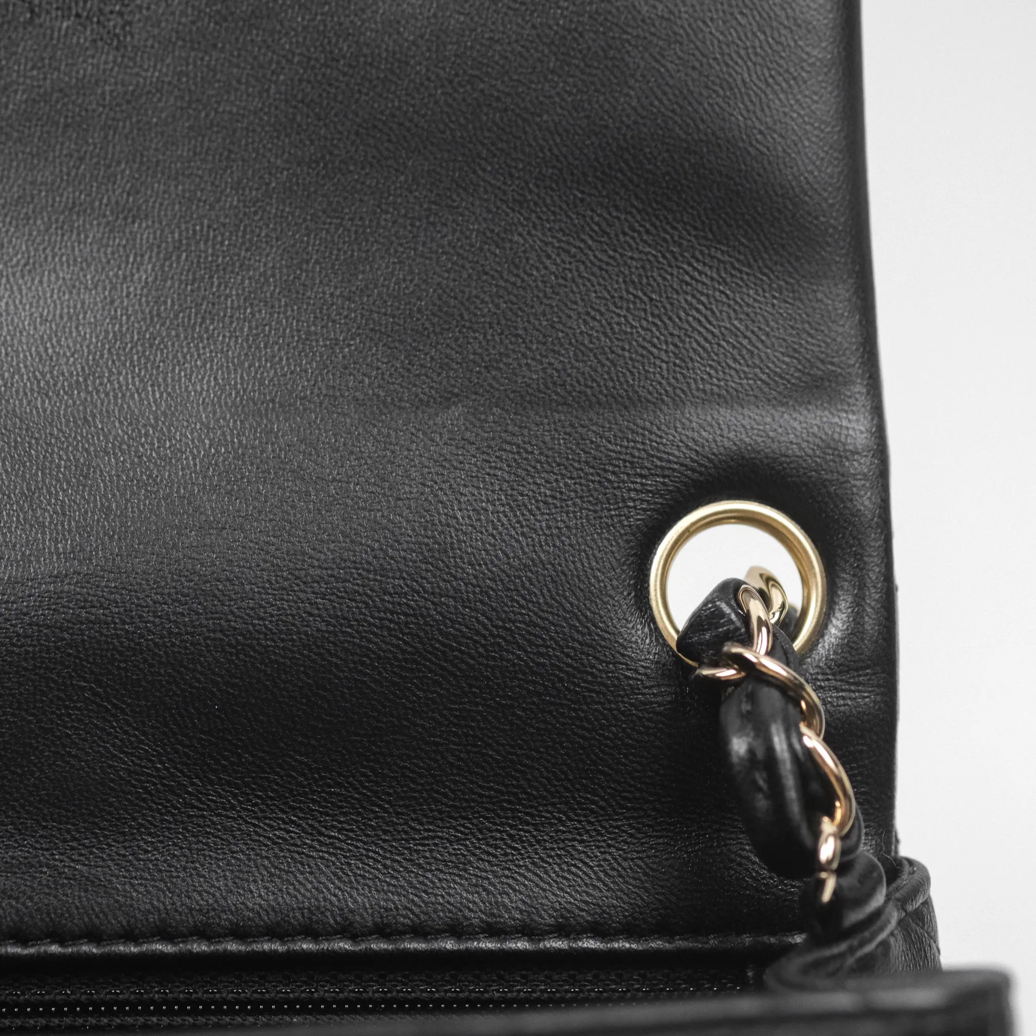 Chanel Quilted Mini Square Flap Black Lambskin Gold Hardware