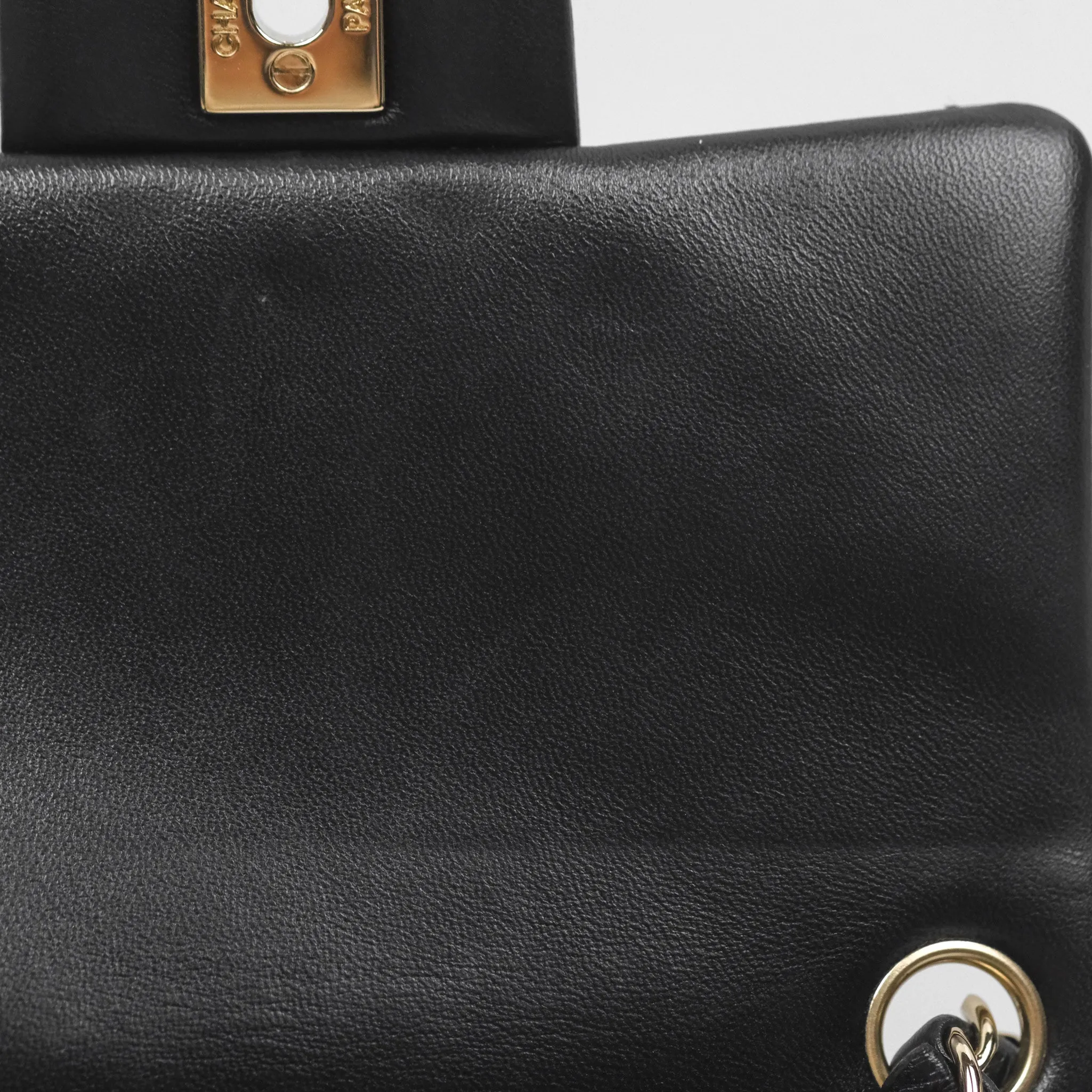 Chanel Quilted Mini Square Flap Black Lambskin Gold Hardware