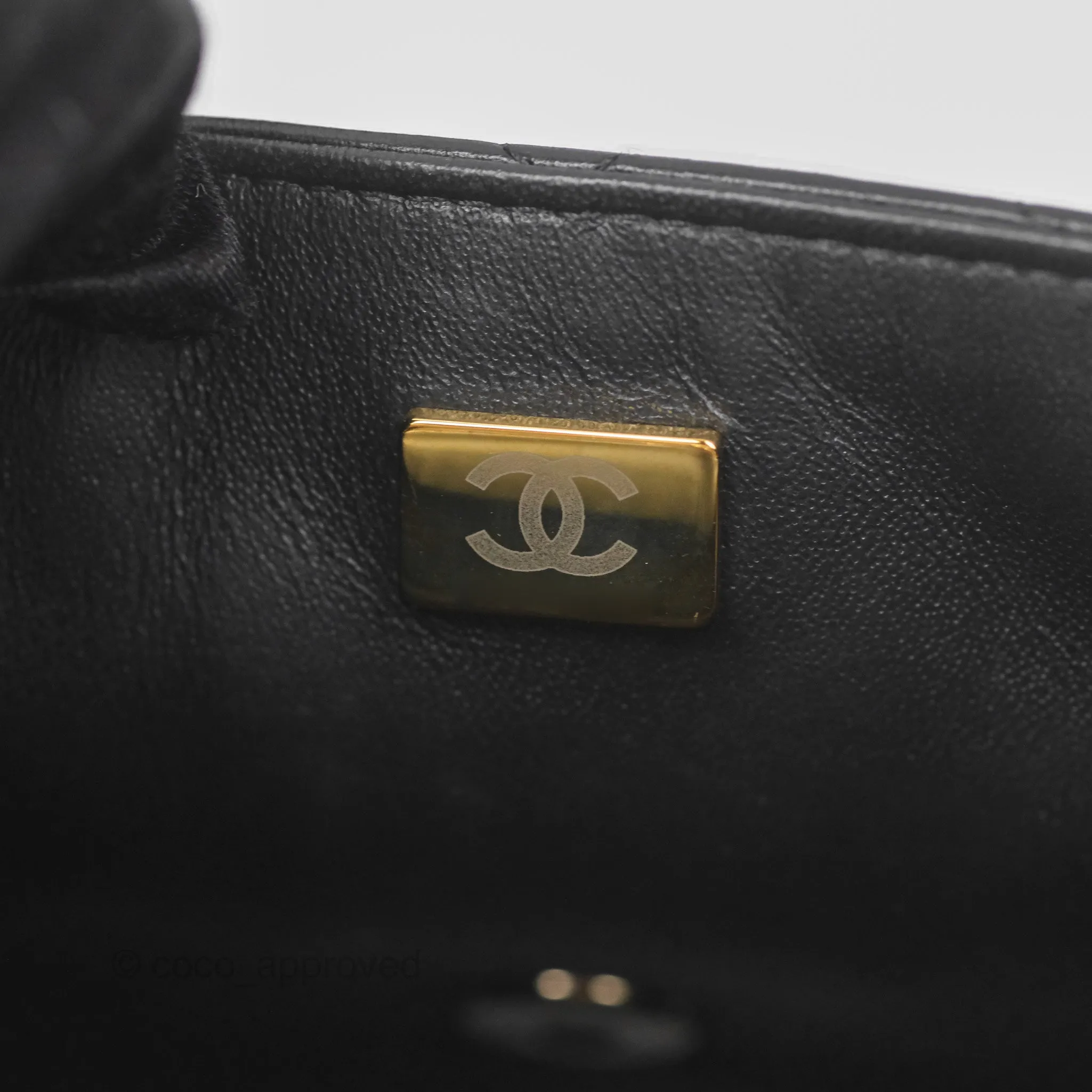 Chanel Quilted Mini Square Flap Black Lambskin Gold Hardware