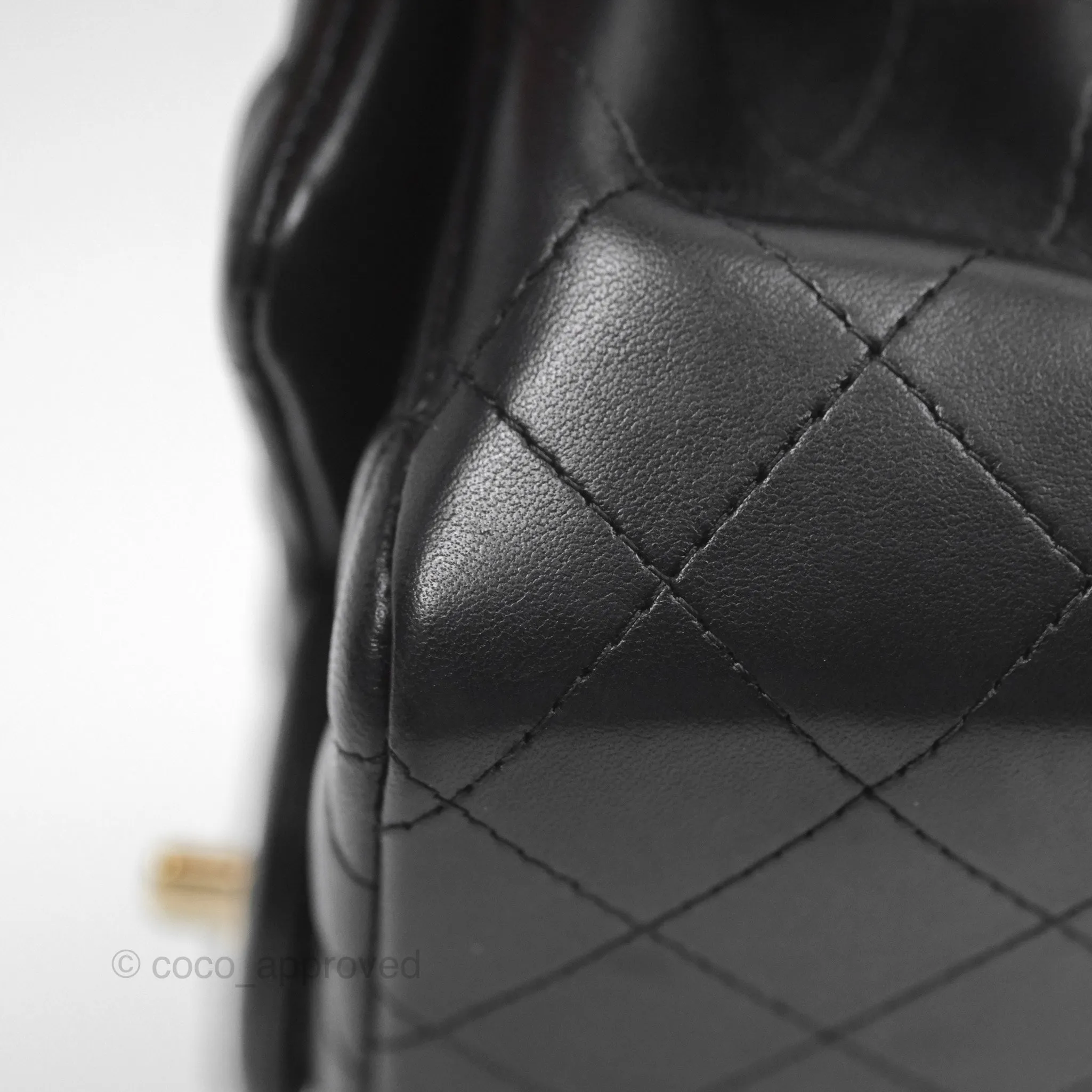 Chanel Quilted Mini Square Flap Black Lambskin Gold Hardware