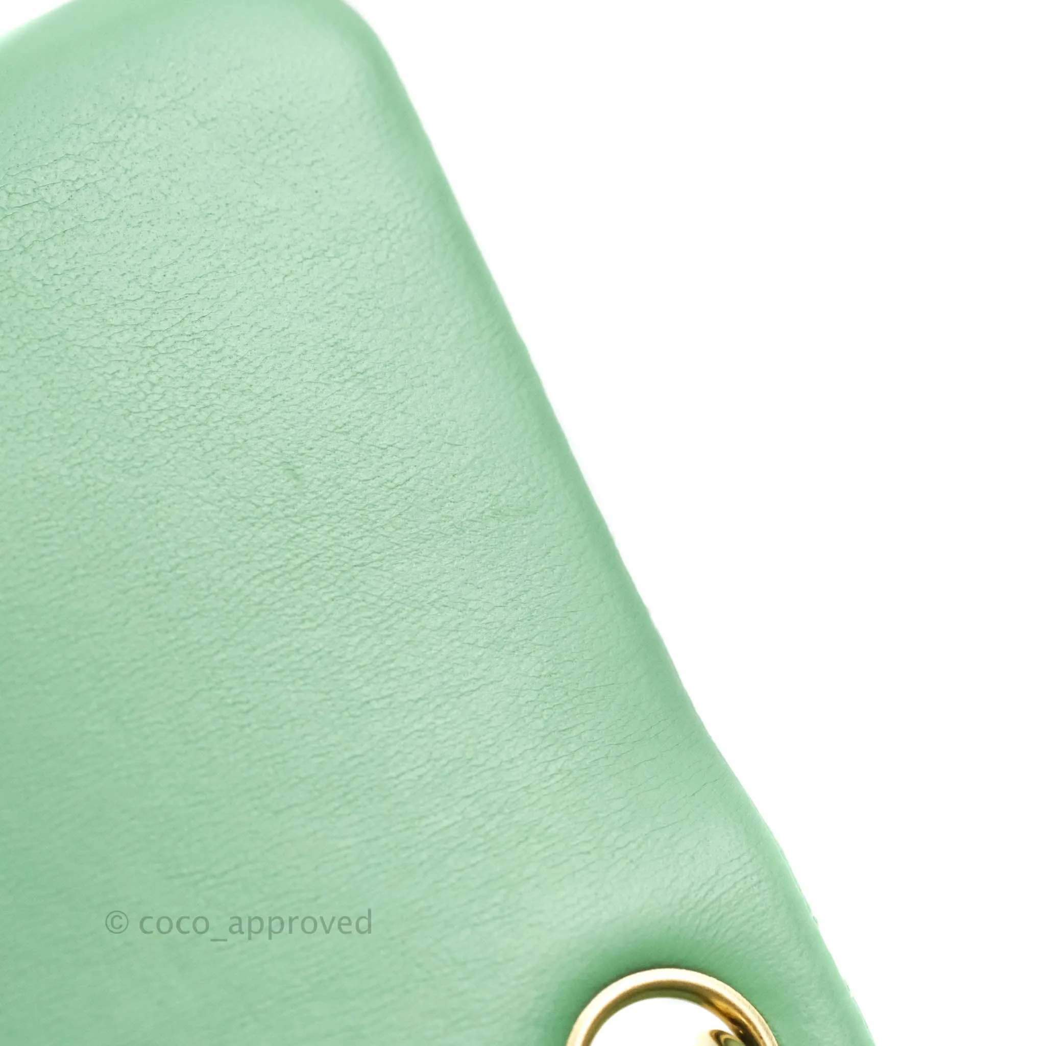 Chanel Quilted Mini Square Green Lambskin Gold Hardware