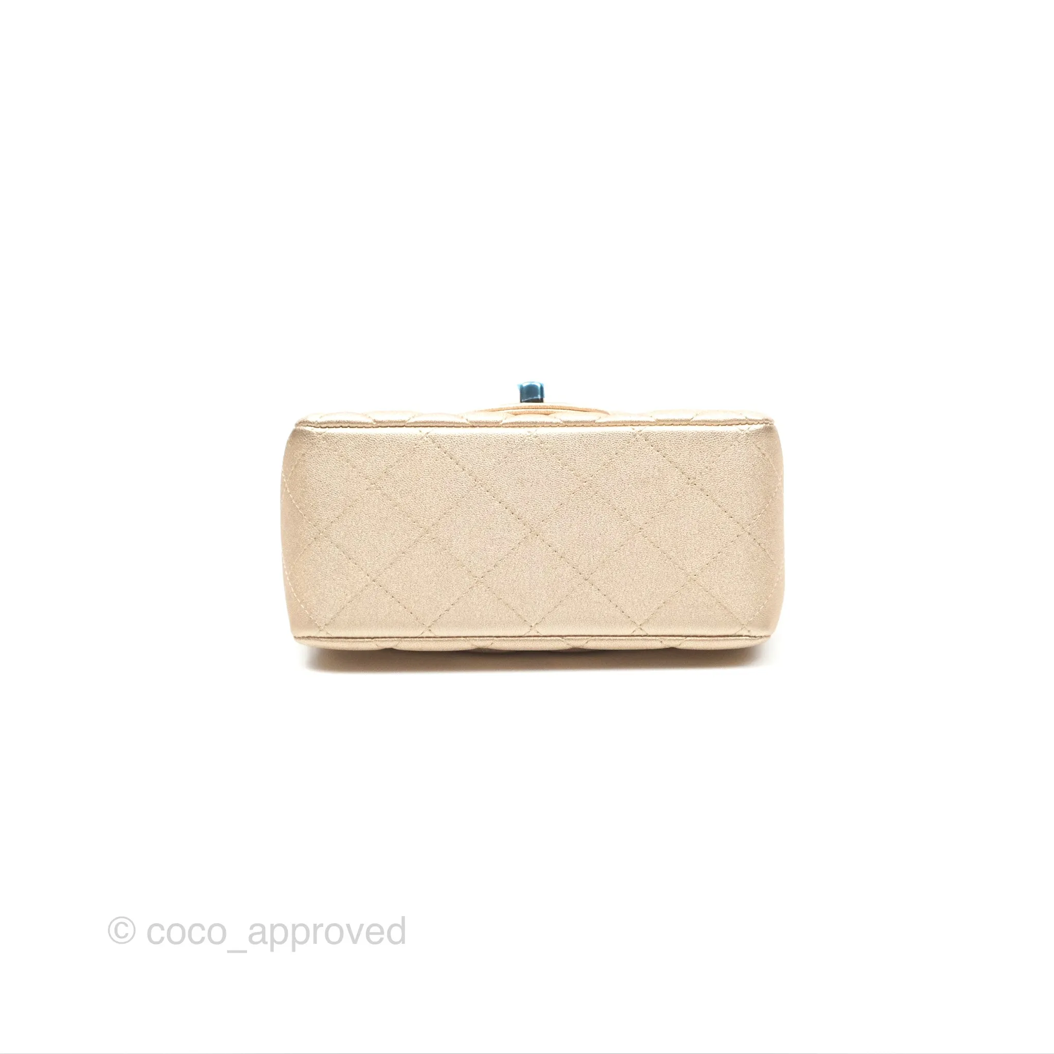 Chanel Quilted Mini Square Iridescent Gold Lambskin Gold Hardware 21P