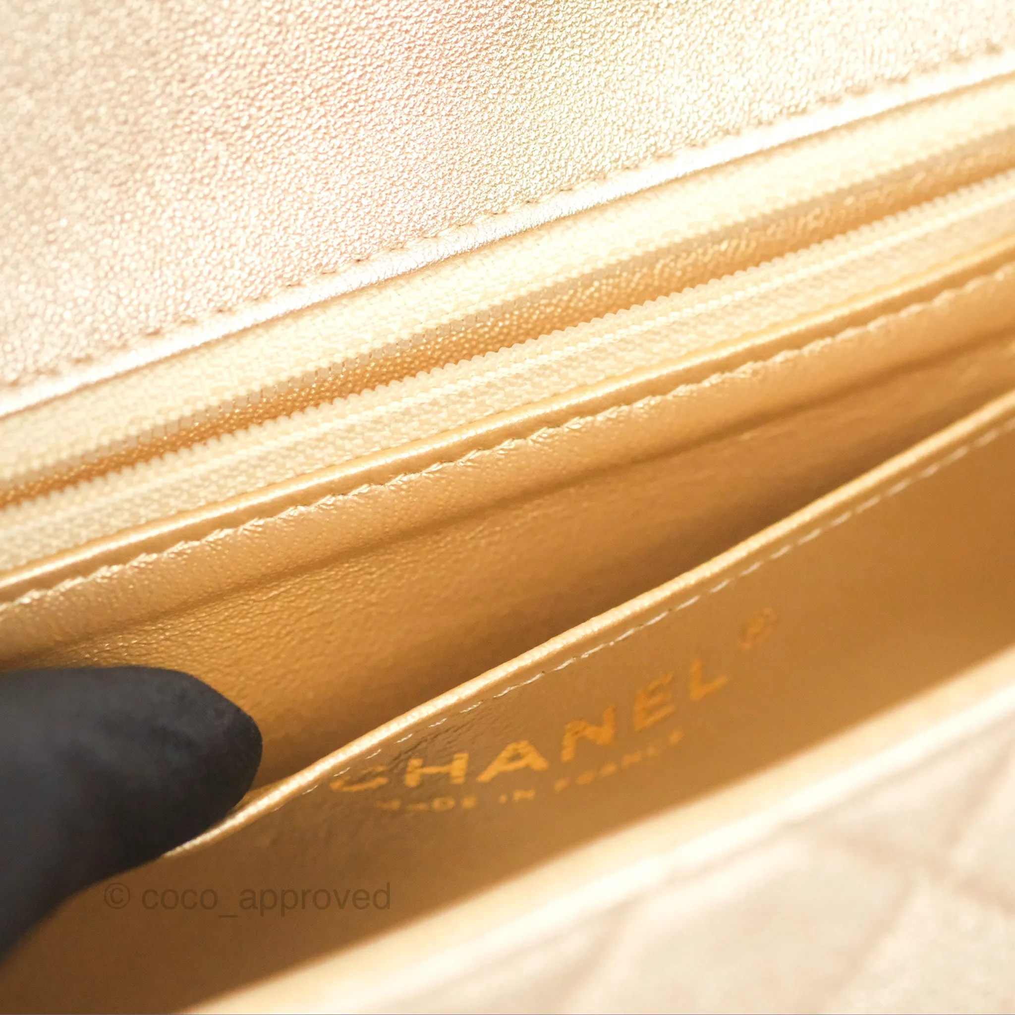 Chanel Quilted Mini Square Iridescent Gold Lambskin Gold Hardware 21P